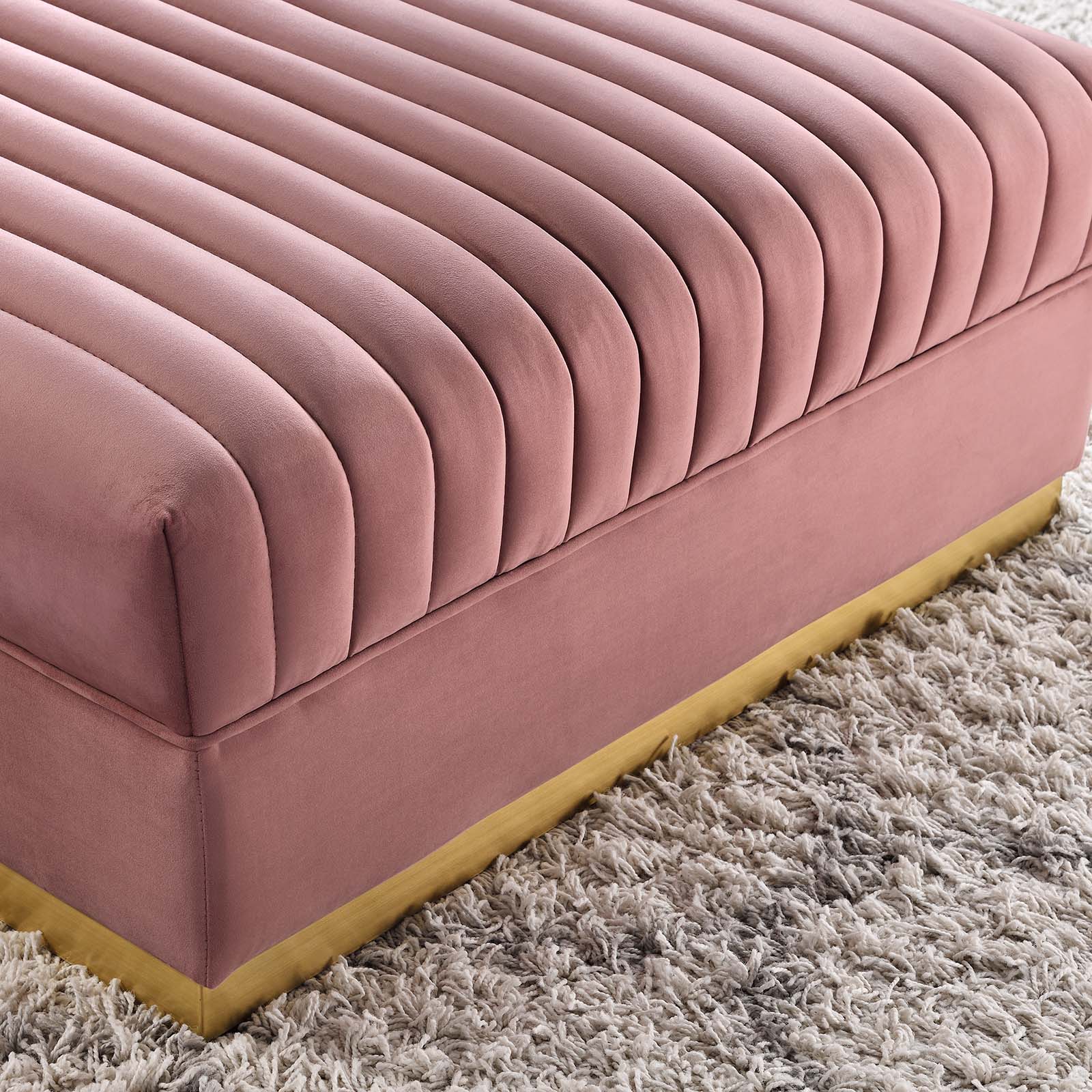 Sanguine Channel Tufted Performance Velvet Modular Sectional Sofa Ottoman By Modway - EEI-6036 | Ottomans | Modishstore - 6