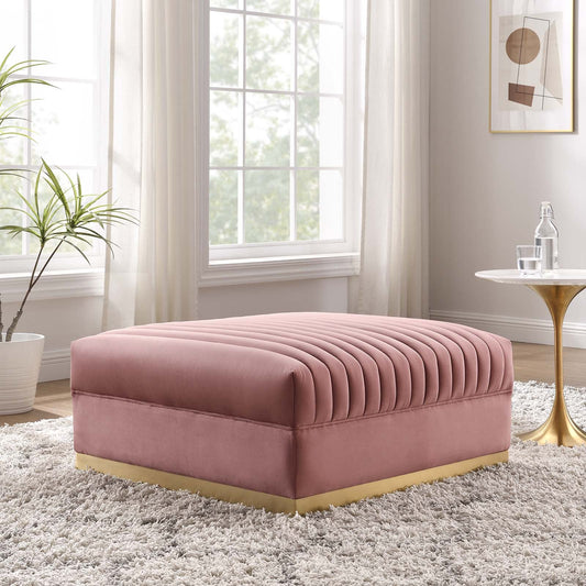 Sanguine Channel Tufted Performance Velvet Modular Sectional Sofa Ottoman By Modway - EEI-6036 | Ottomans | Modishstore