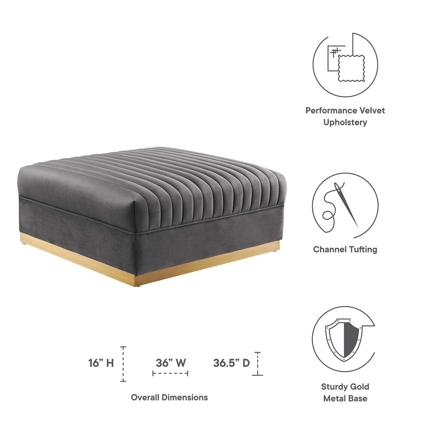 Sanguine Channel Tufted Performance Velvet Modular Sectional Sofa Ottoman By Modway - EEI-6036 | Ottomans | Modishstore - 10