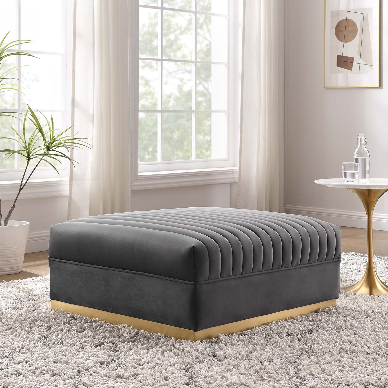 Sanguine Channel Tufted Performance Velvet Modular Sectional Sofa Ottoman By Modway - EEI-6036 | Ottomans | Modishstore - 12
