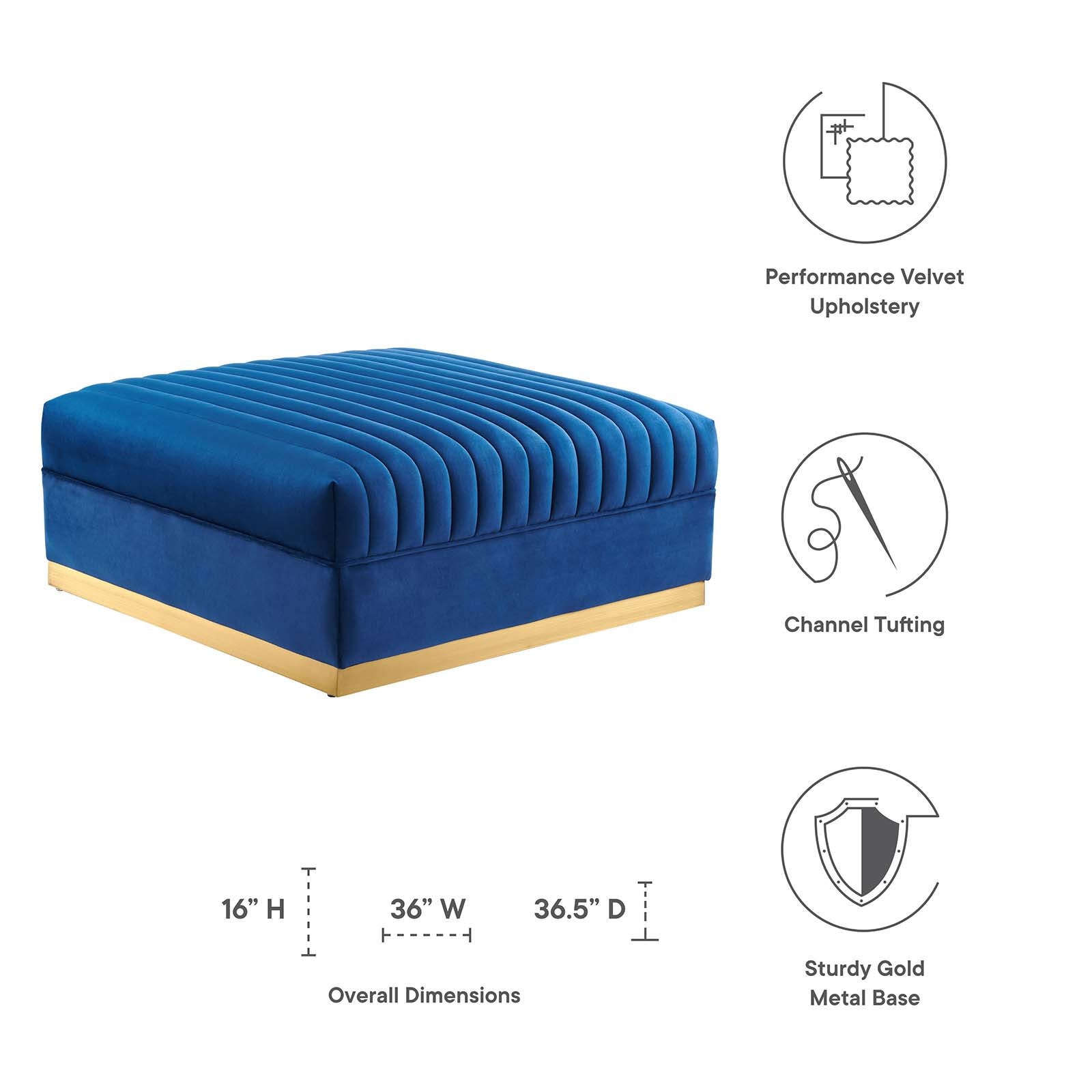 Sanguine Channel Tufted Performance Velvet Modular Sectional Sofa Ottoman By Modway - EEI-6036 | Ottomans | Modishstore - 16