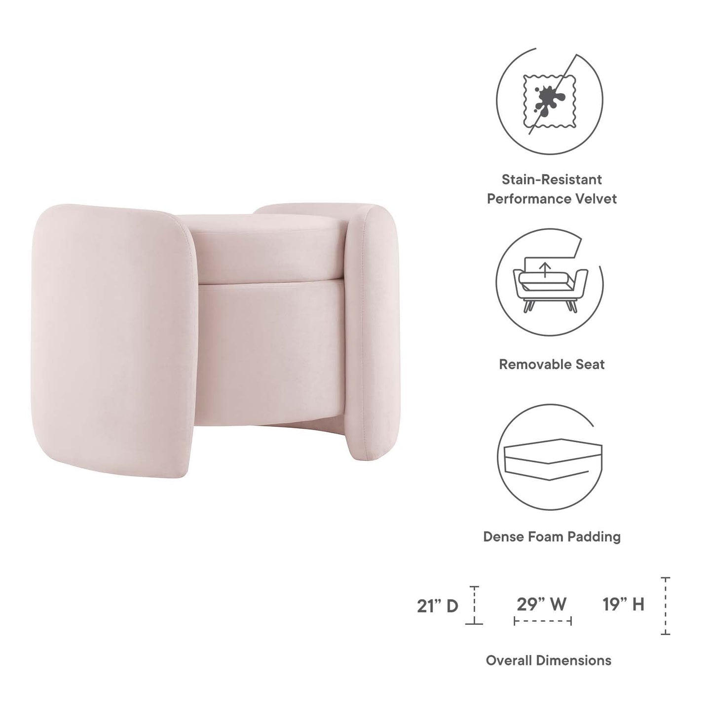 Nebula Upholstered Performance Velvet Ottoman By Modway - EEI-6055 | Ottomans | Modishstore - 27