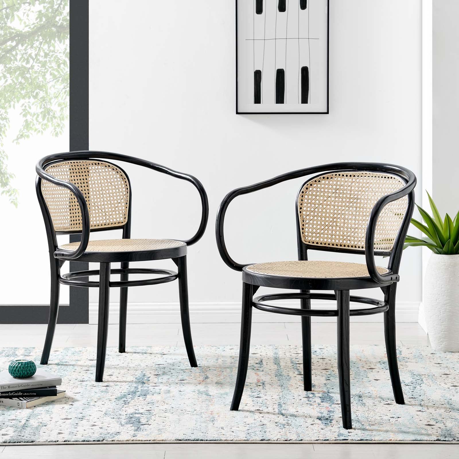 Oliana Wood Dining Armchair Set Of 2 By Modway - EEI-6079-BLK | Dining Chairs |  Modishstore