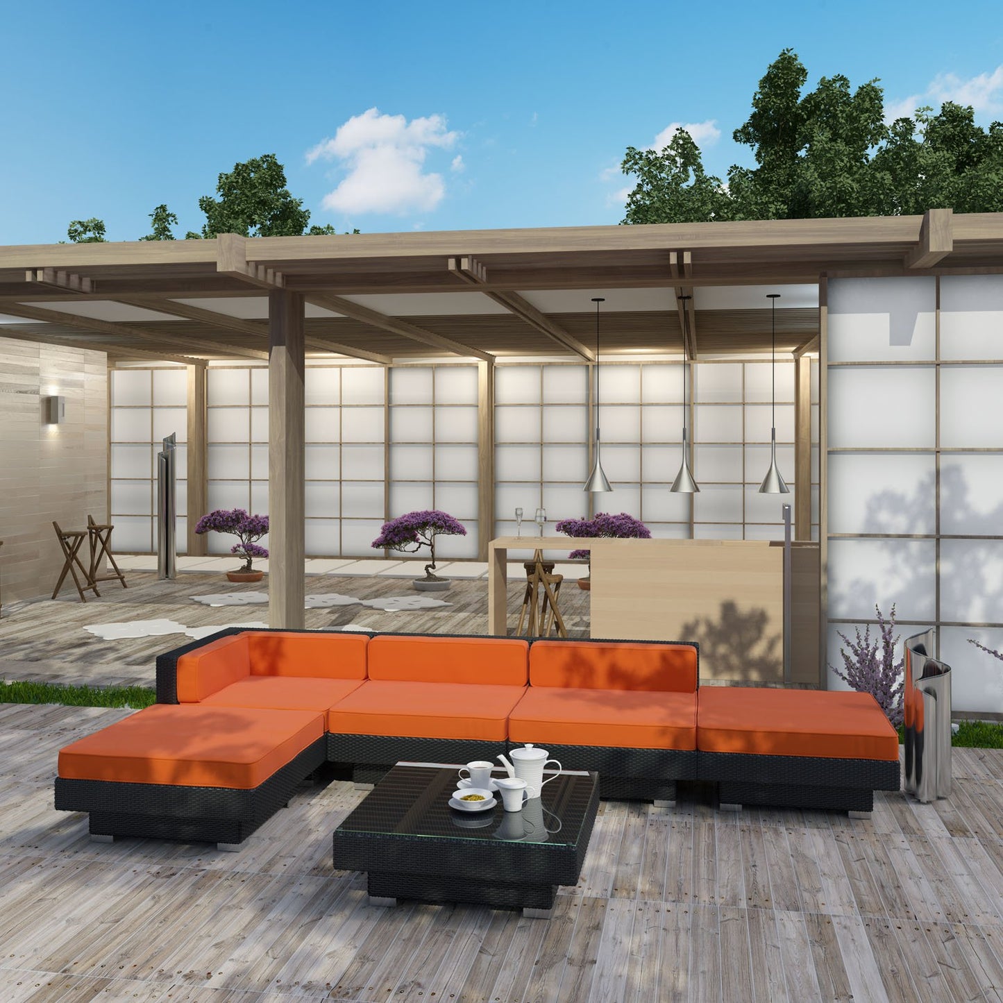 Modway Laguna 6 Piece Outdoor Patio Sectional Set