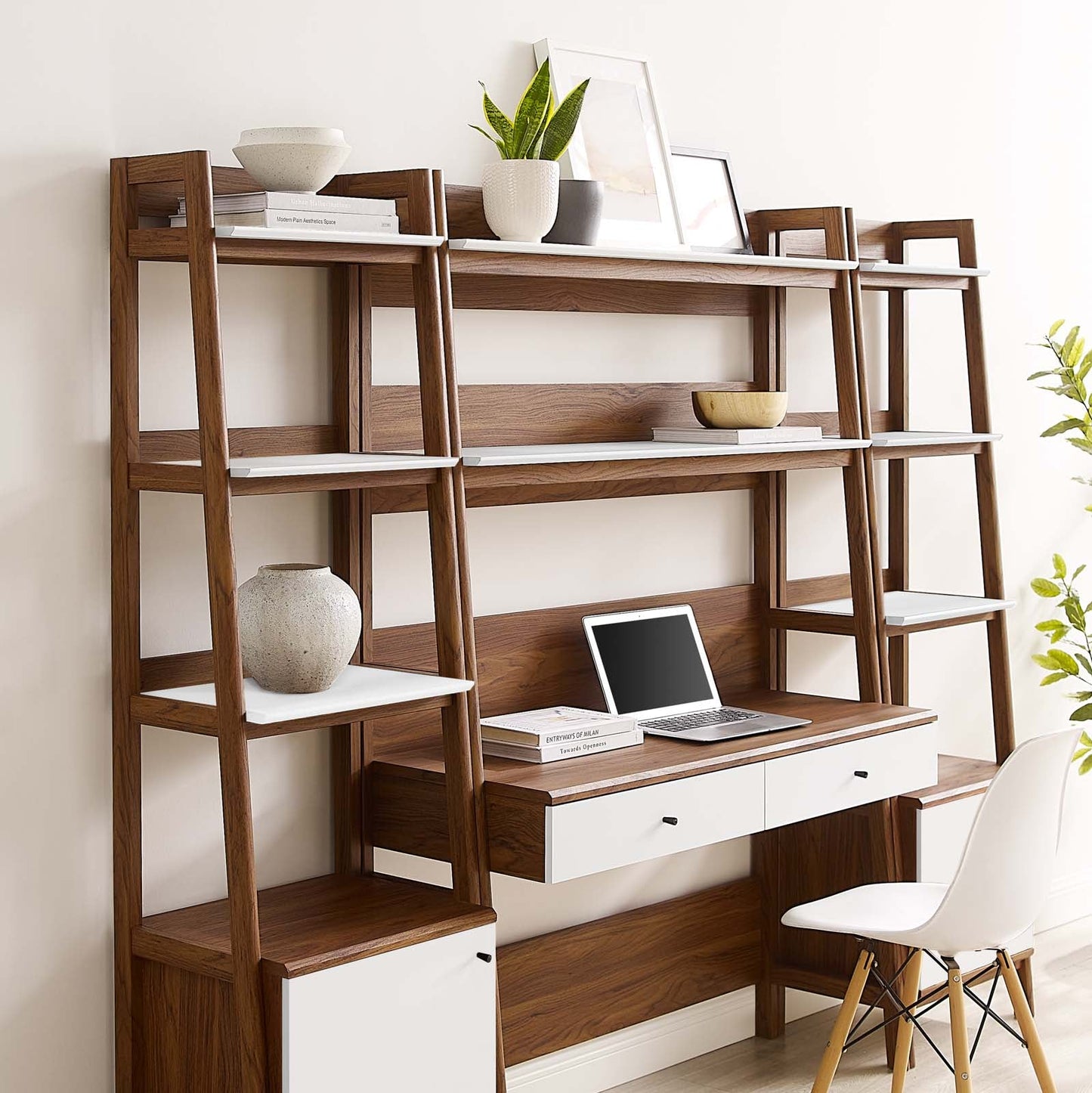 Bixby 3-Piece Wood Office Desk and Bookshelf By Modway - EEI-6114 | Bookcases - 13