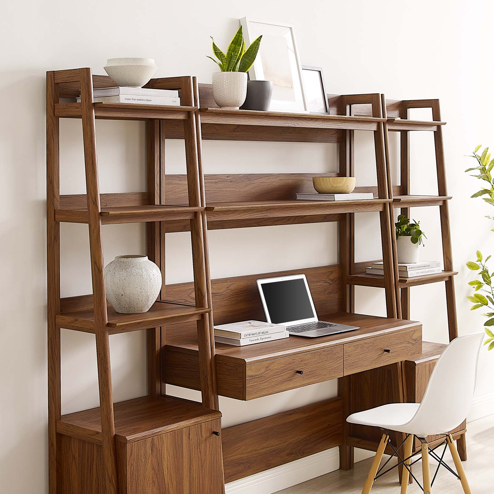 Bixby 3-Piece Wood Office Desk and Bookshelf By Modway - EEI-6114 | Bookcases - 8