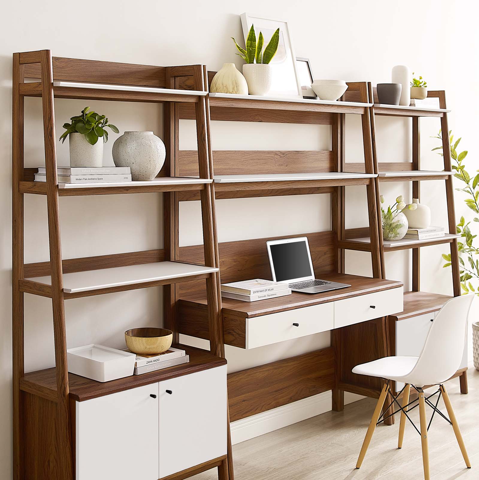 Bixby 3-Piece Wood Office Desk and Bookshelf By Modway - EEI-6115 | Bookcases - 13
