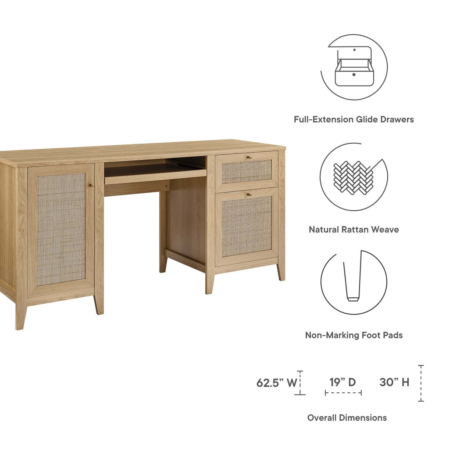 Soma 63" Office Desk By Modway - EEI-6117 | Desks | Modishstore - 7