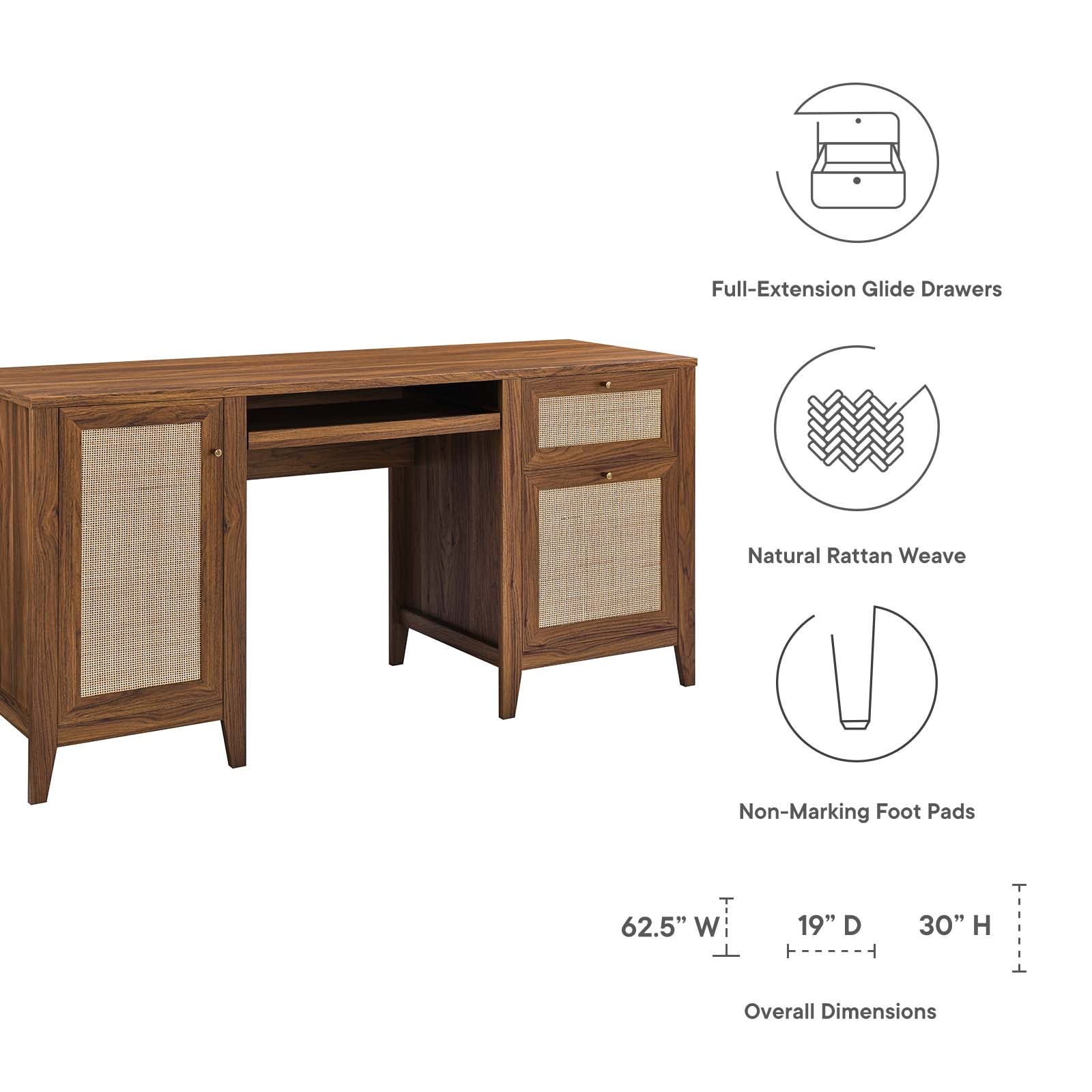 Soma 63" Office Desk By Modway - EEI-6117 | Desks | Modishstore - 15