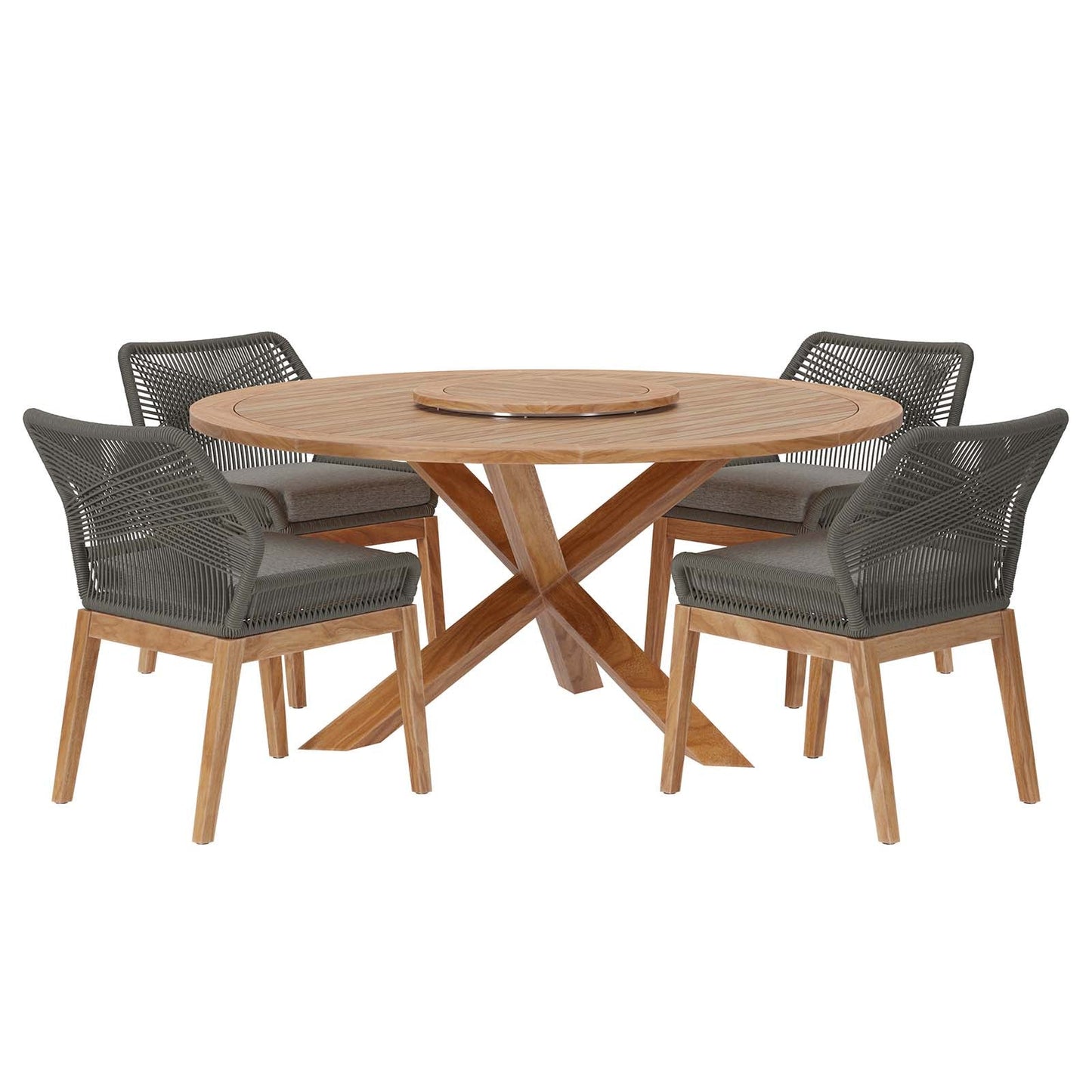 Wellspring 5-Piece Outdoor Patio Teak Wood Dining Set By Modway - EEI-6118 | Outdoor Dining Sets | Modishstore - 12