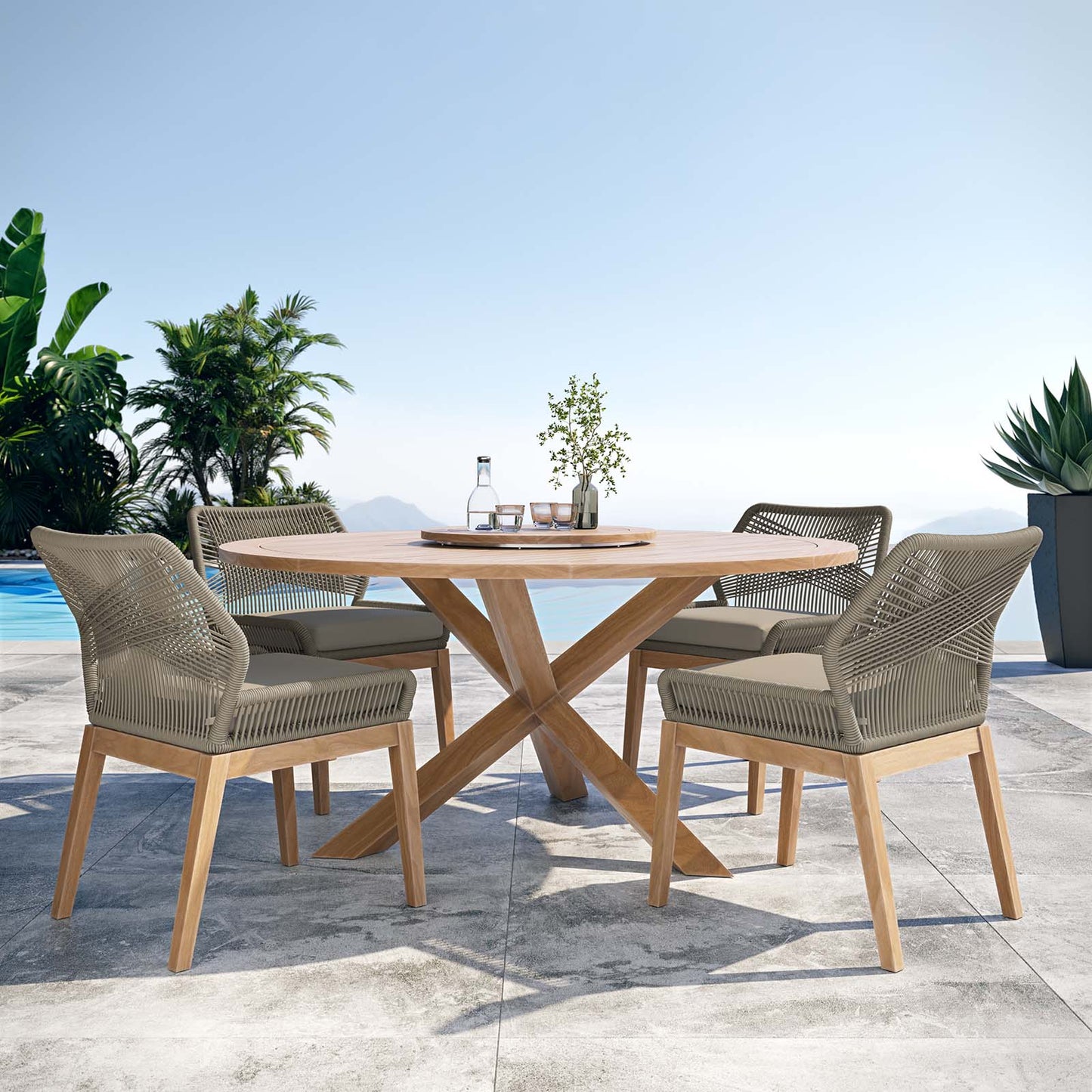 Wellspring 5-Piece Outdoor Patio Teak Wood Dining Set By Modway - EEI-6118 | Outdoor Dining Sets | Modishstore - 26