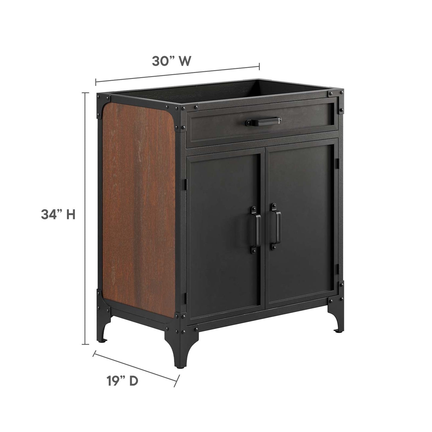 Steamforge 30" Bathroom Vanity Cabinet (Sink Basin Not Included) By Modway - EEI-6128 | Bathroom Accessories | Modway - 7