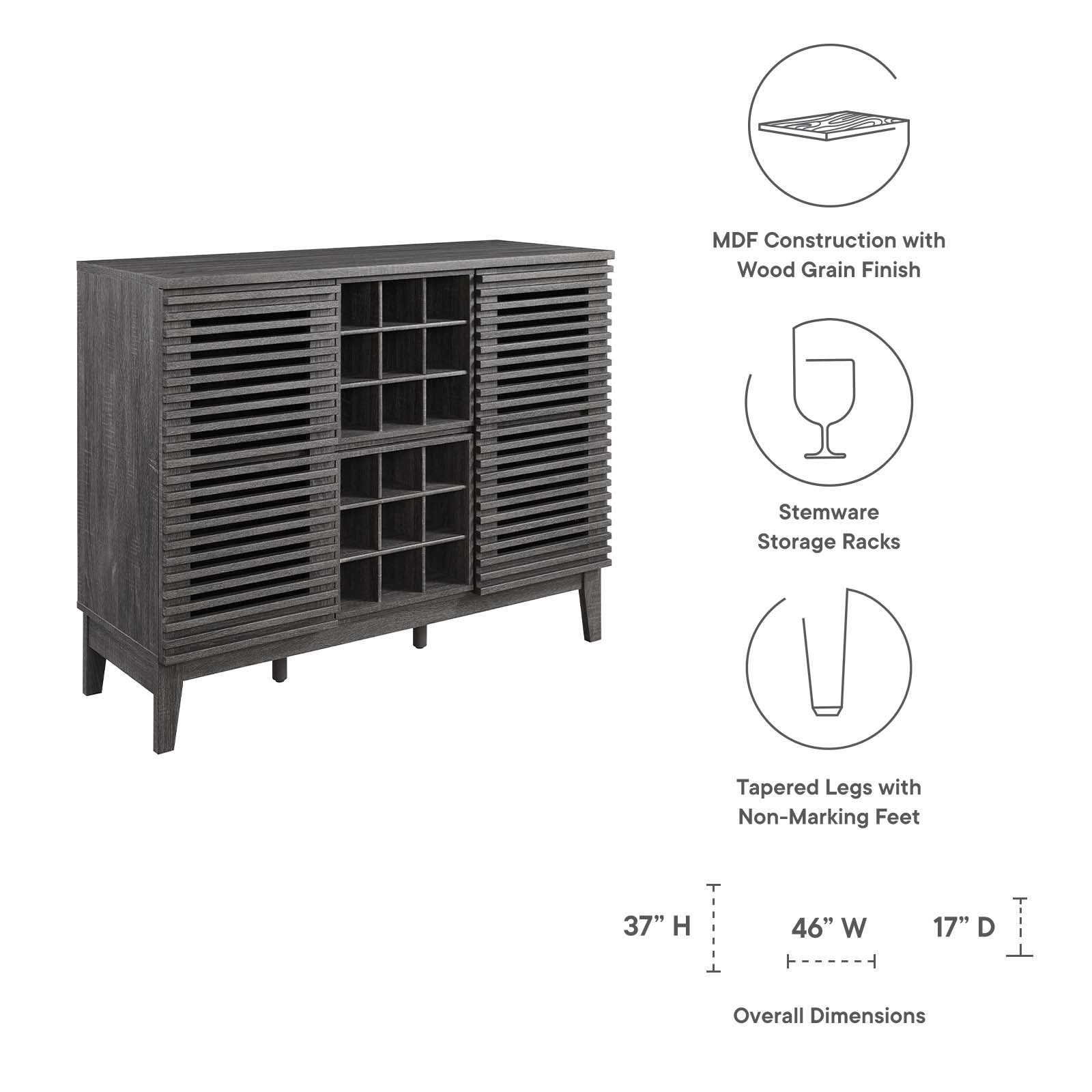 Render Bar Cabinet By Modway - EEI-6156 | Bar Stools | Modishstore - 7