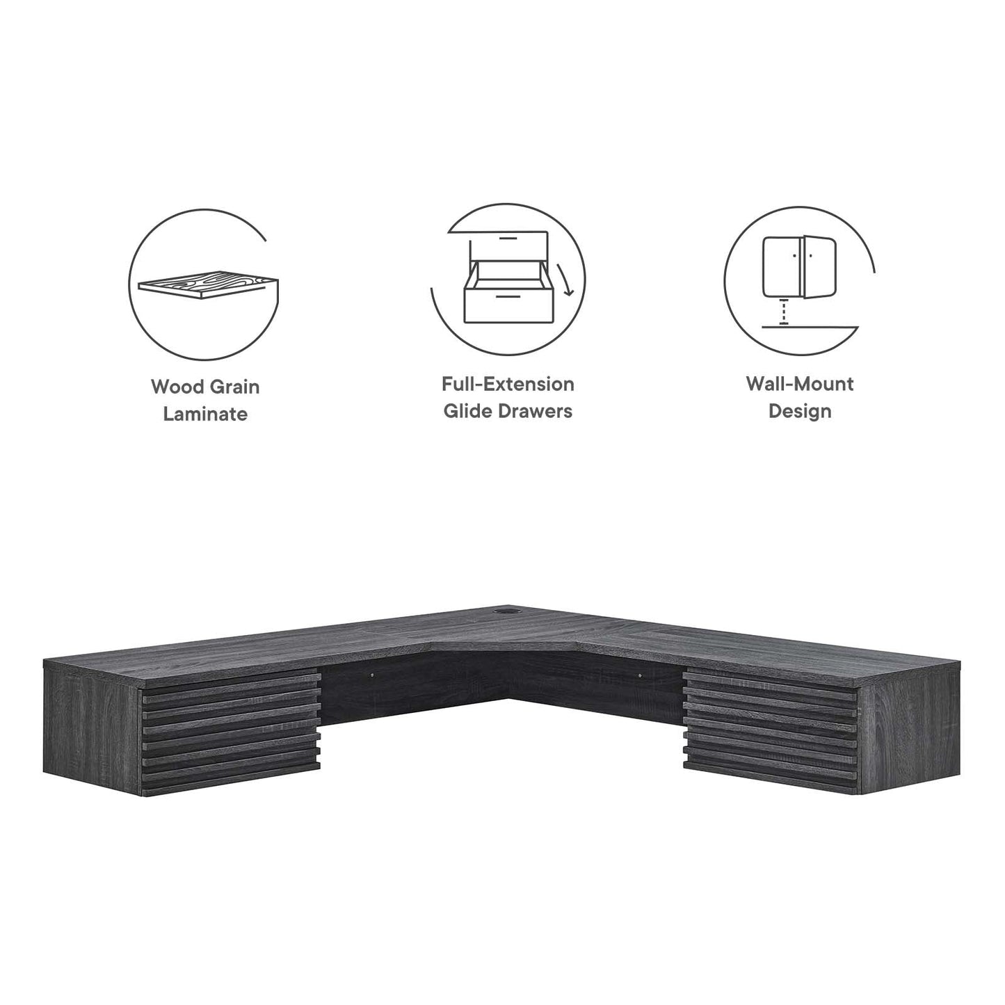 Render Wall Mount Corner Office Desk By Modway - EEI-6181 | Desks | Modishstore - 6