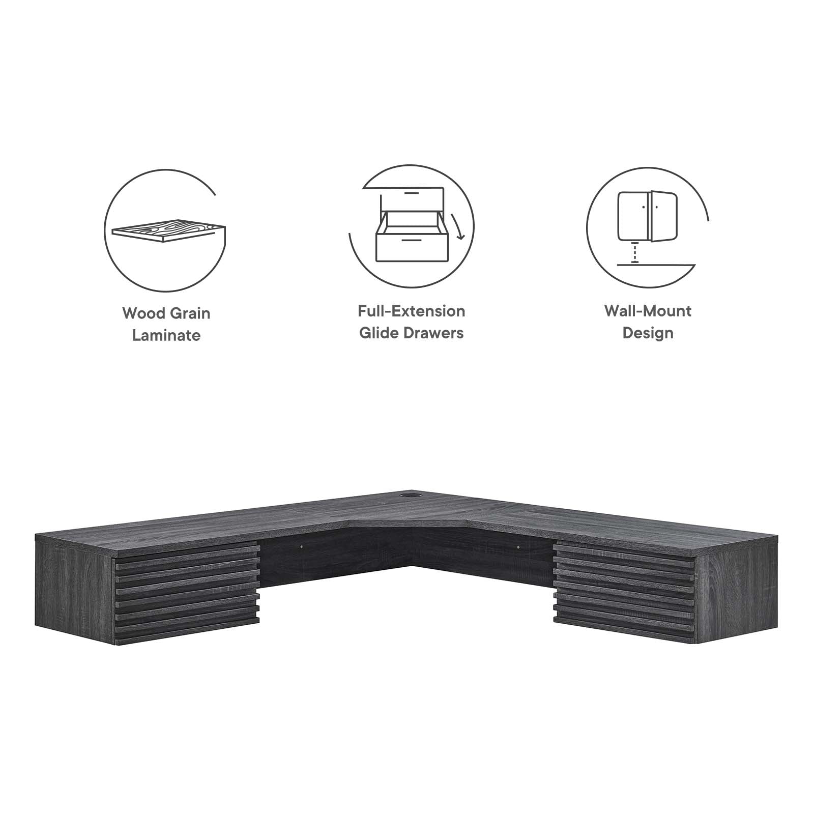 Render Wall Mount Corner Office Desk By Modway - EEI-6181 | Desks | Modishstore - 6