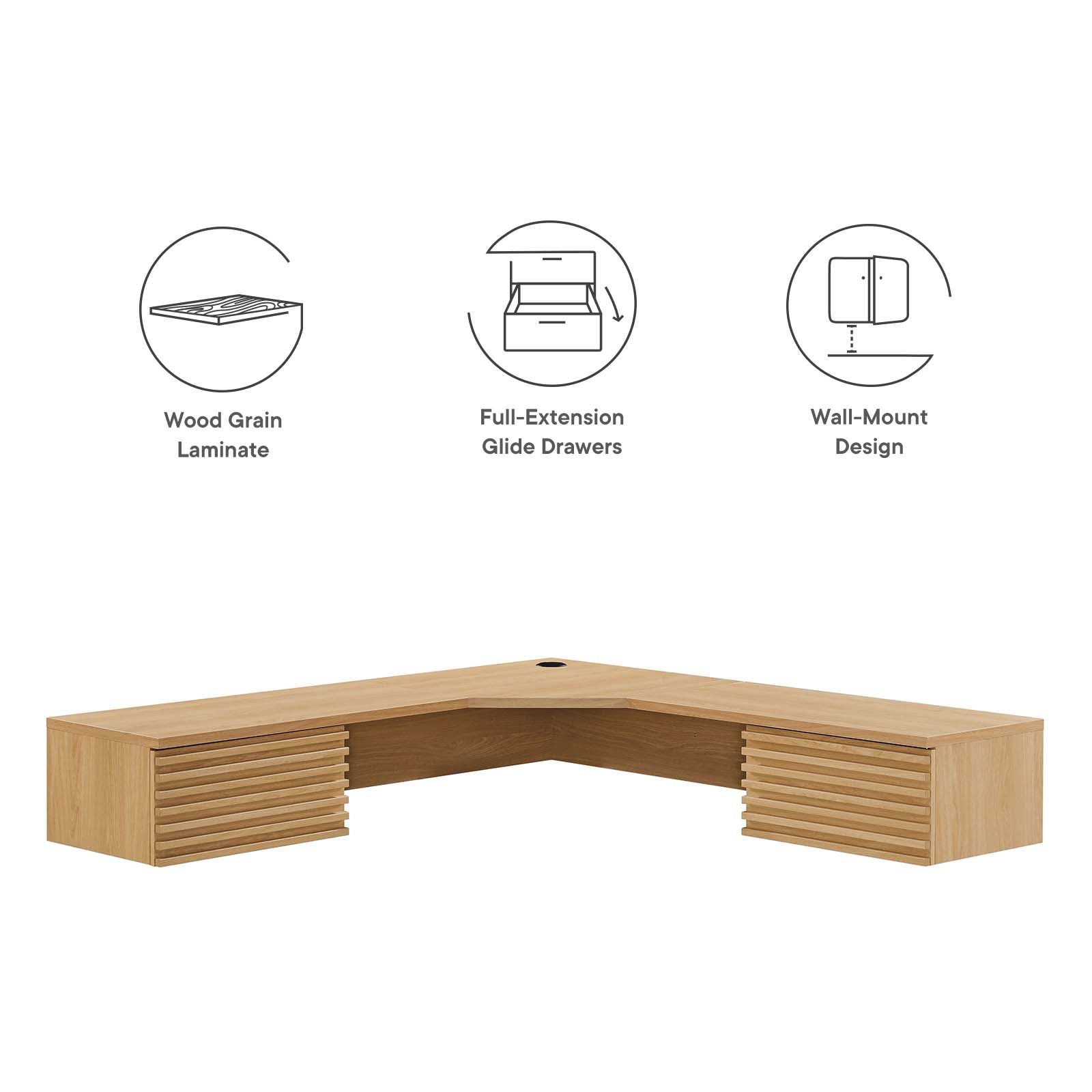 Render Wall Mount Corner Office Desk By Modway - EEI-6181 | Desks | Modishstore - 14