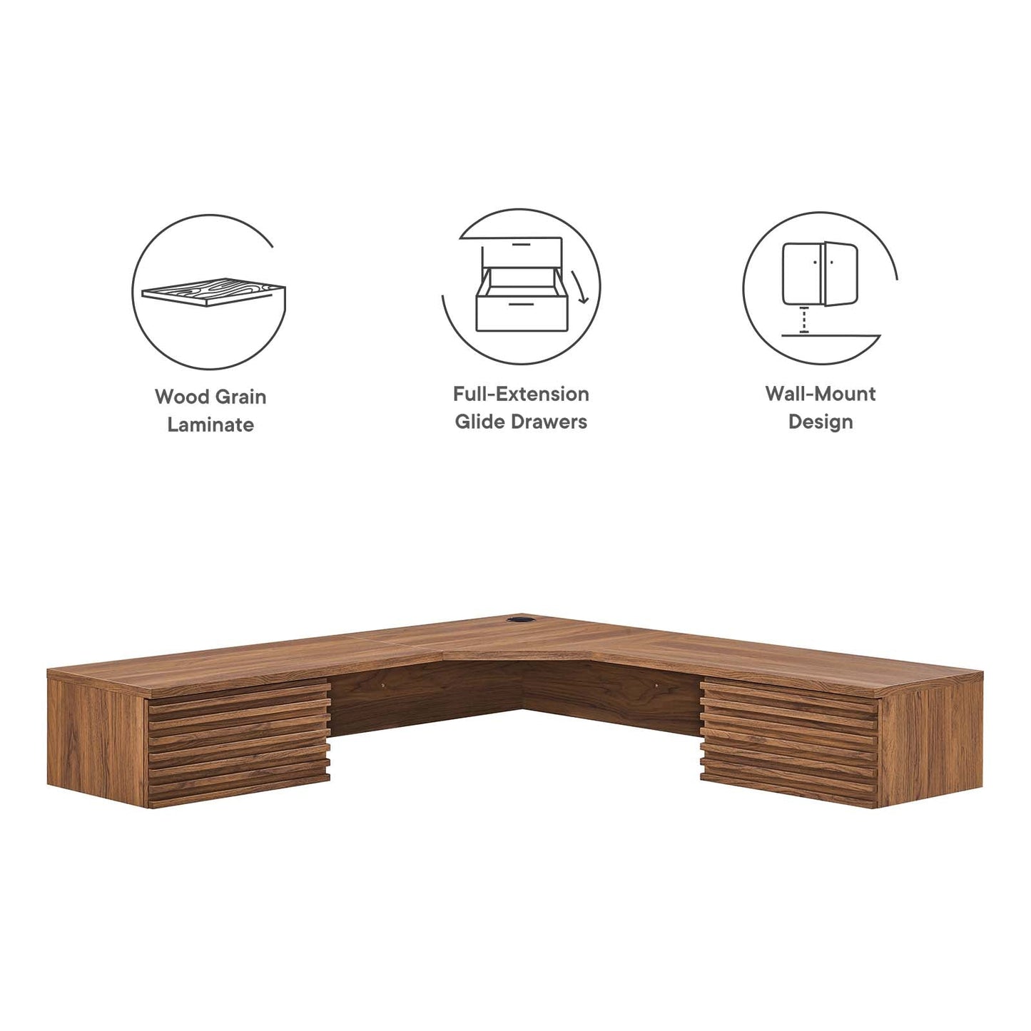 Render Wall Mount Corner Office Desk By Modway - EEI-6181 | Desks | Modishstore - 22