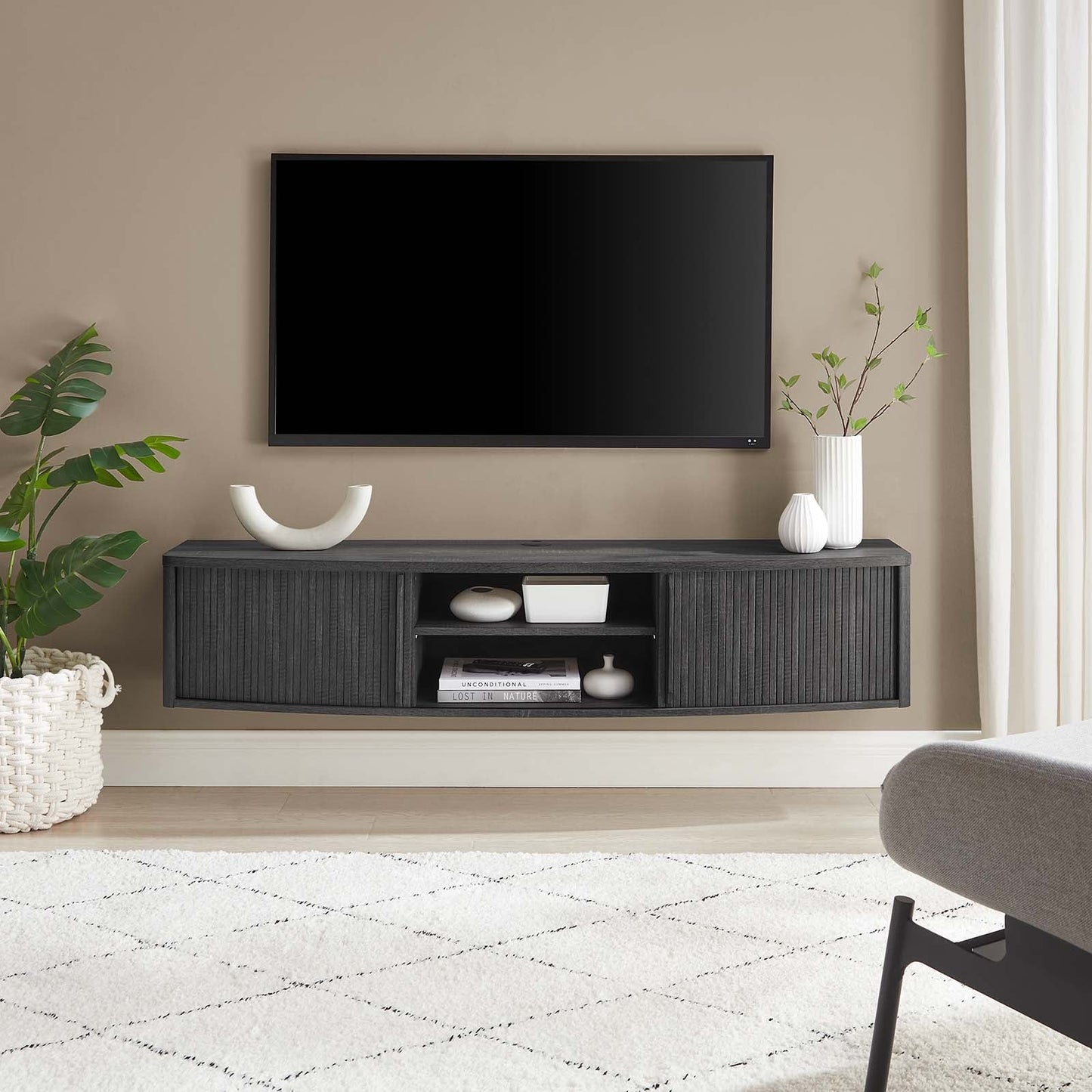 Resonance 60" Wall-Mount TV Stand By Modway - EEI-6182 | TV Stands | Modishstore