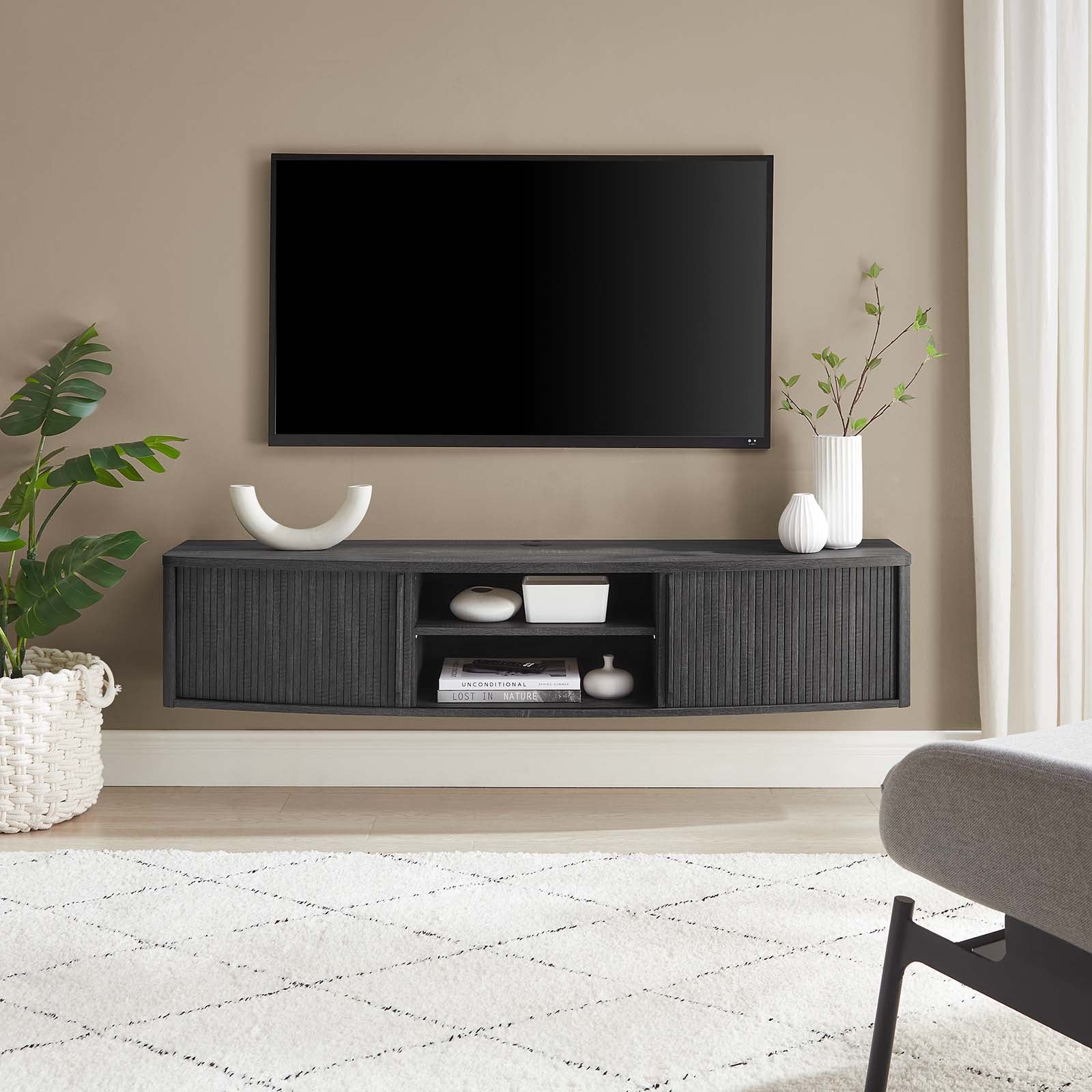 Resonance 60" Wall-Mount TV Stand By Modway - EEI-6182 | TV Stands | Modishstore