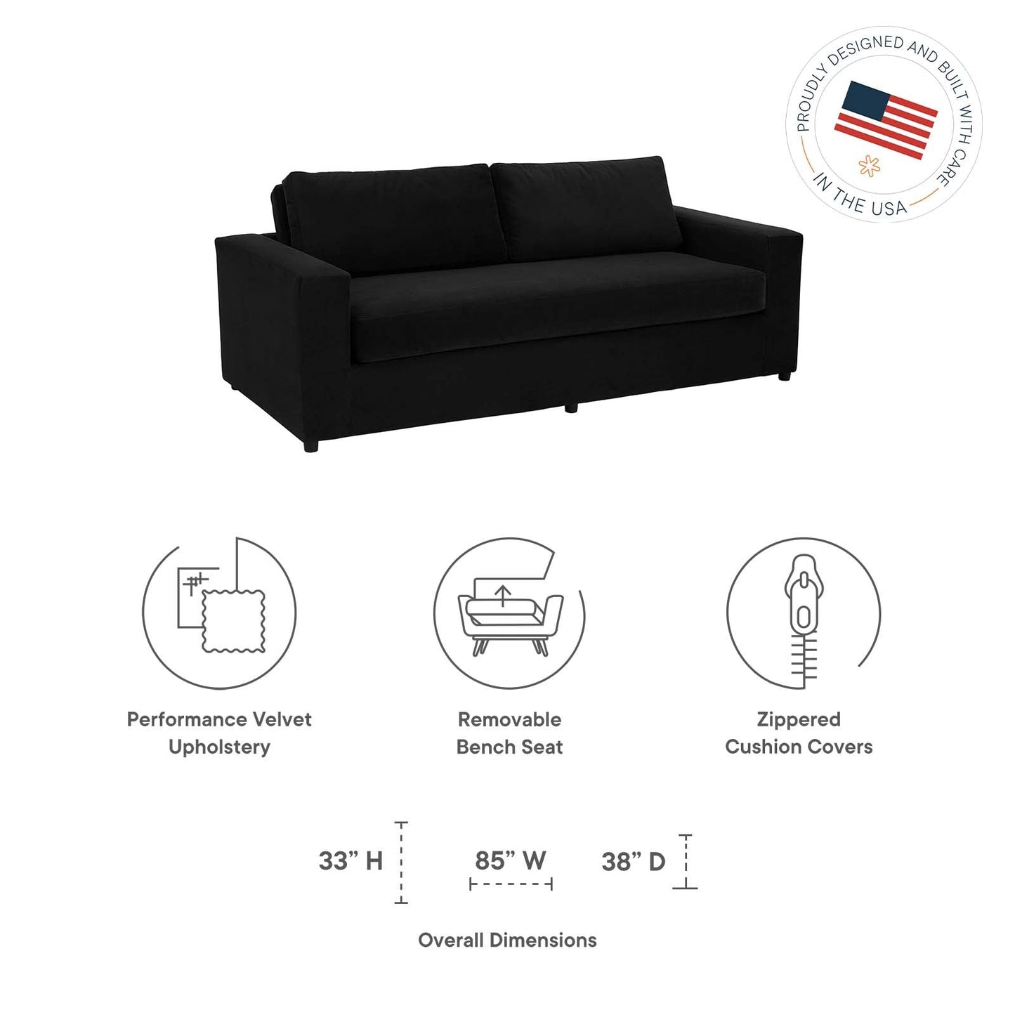 Avendale Velvet Sofa By Modway - EEI-6185 | Sofas - 31