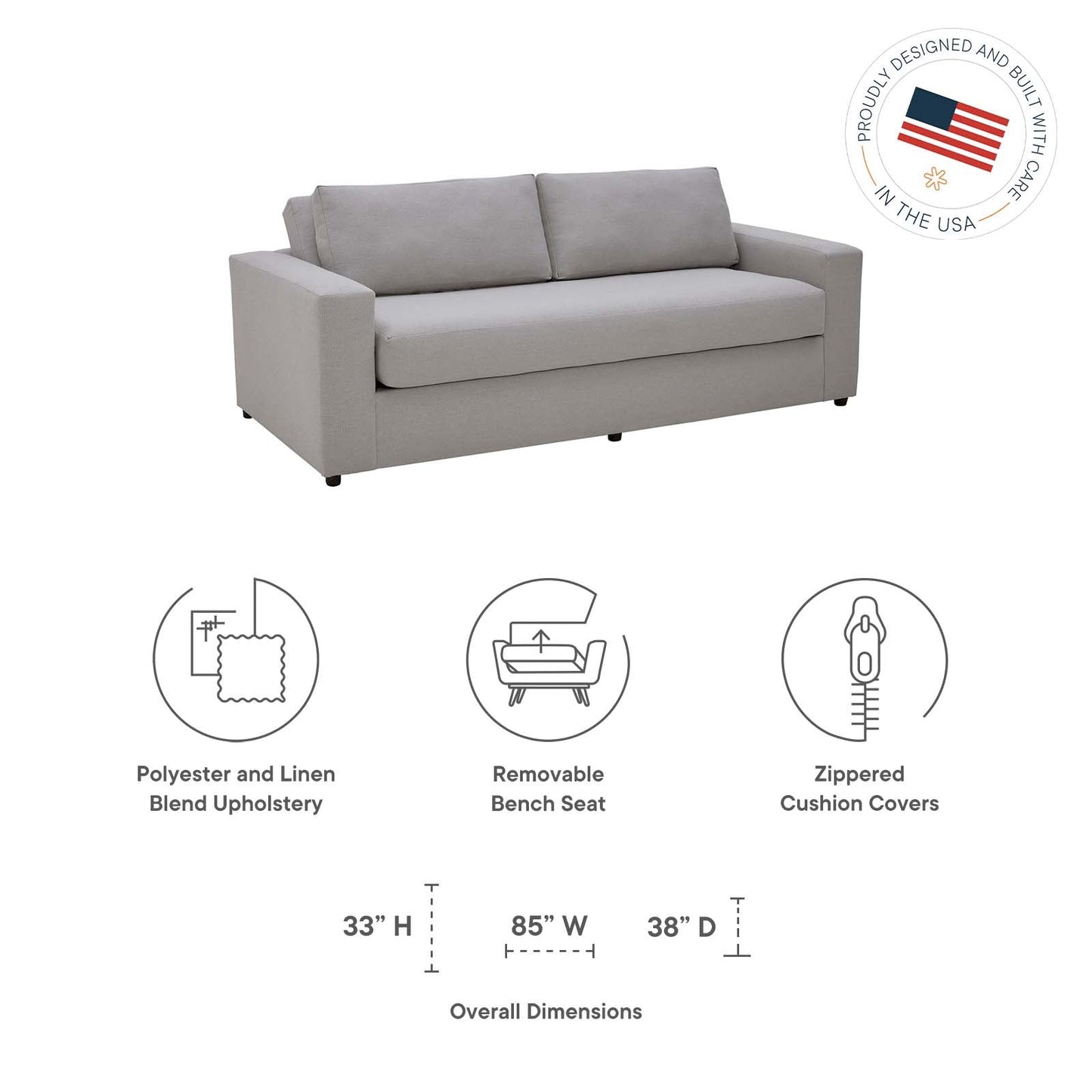 Avendale Linen Blend Sofa By Modway - EEI-6186 | Sofas - 7