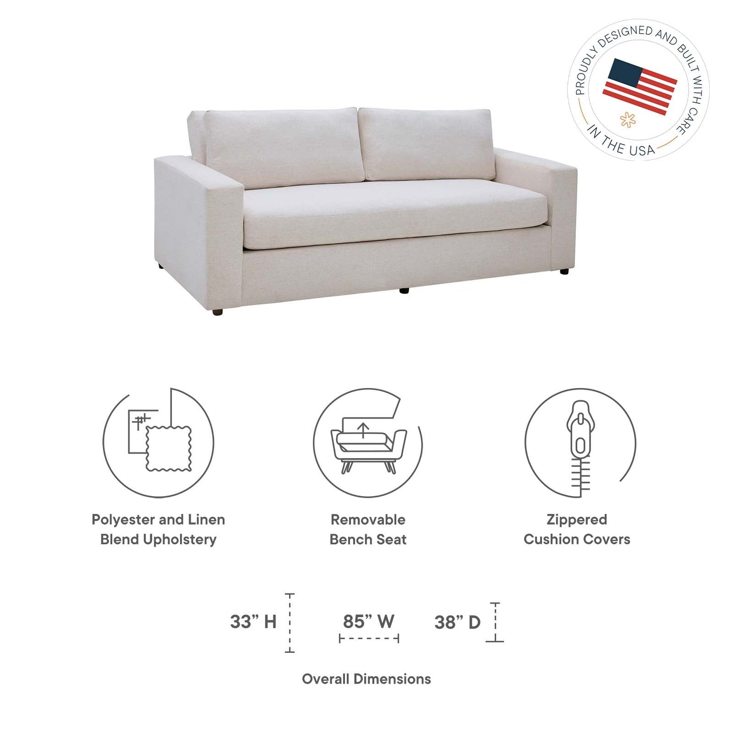 Avendale Linen Blend Sofa By Modway - EEI-6186 | Sofas - 15