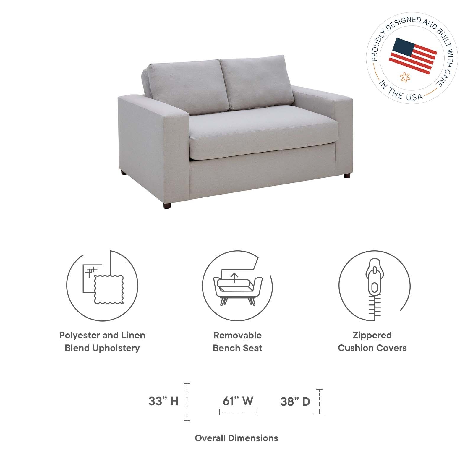 Avendale Linen Blend Loveseat By Modway - EEI-6190 | Loveseats - 7