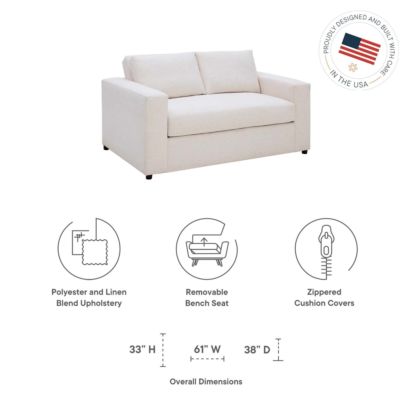 Avendale Linen Blend Loveseat By Modway - EEI-6190 | Loveseats - 15