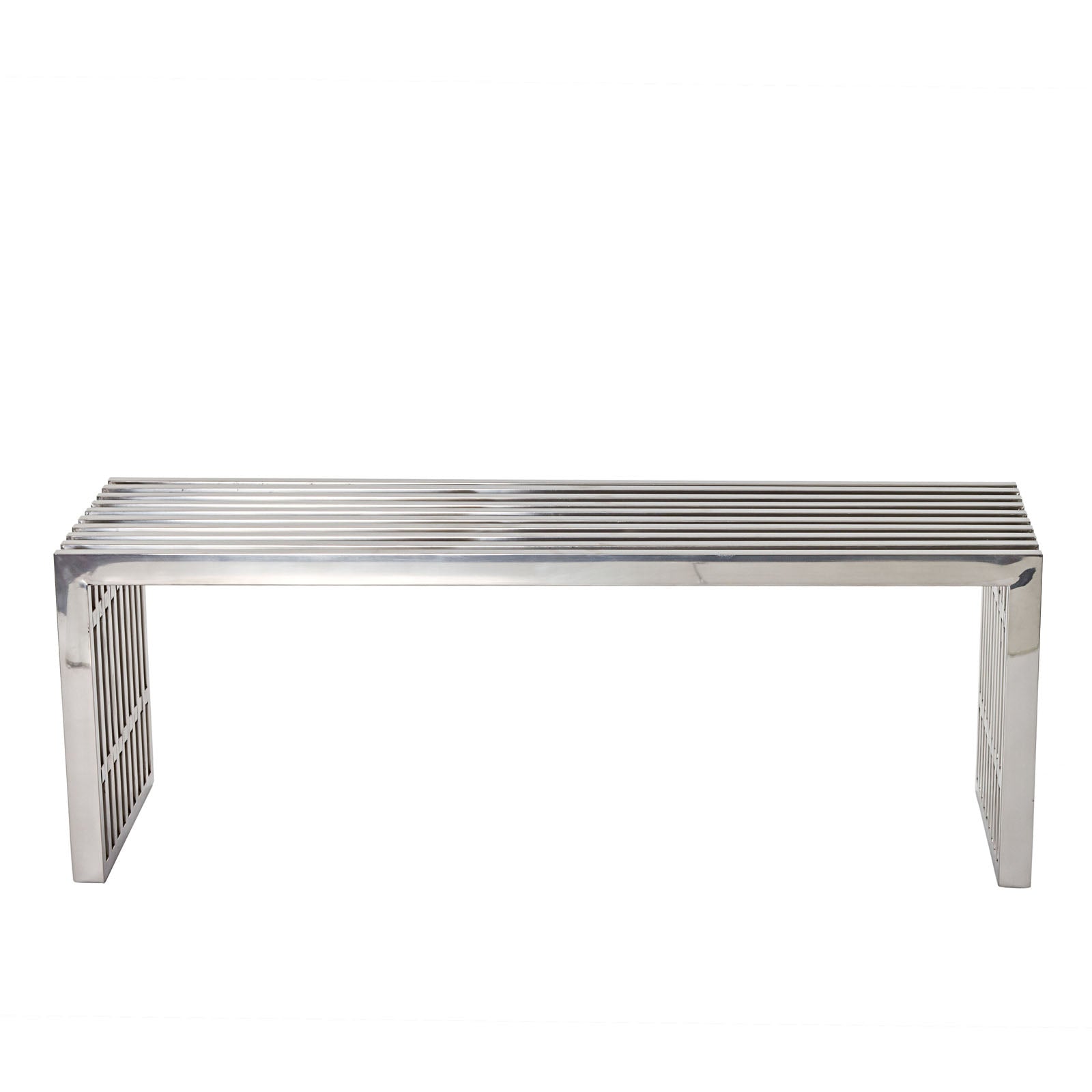 Modway Gridiron Medium Stainless Steel Bench - Silver | Stools & Benches | 