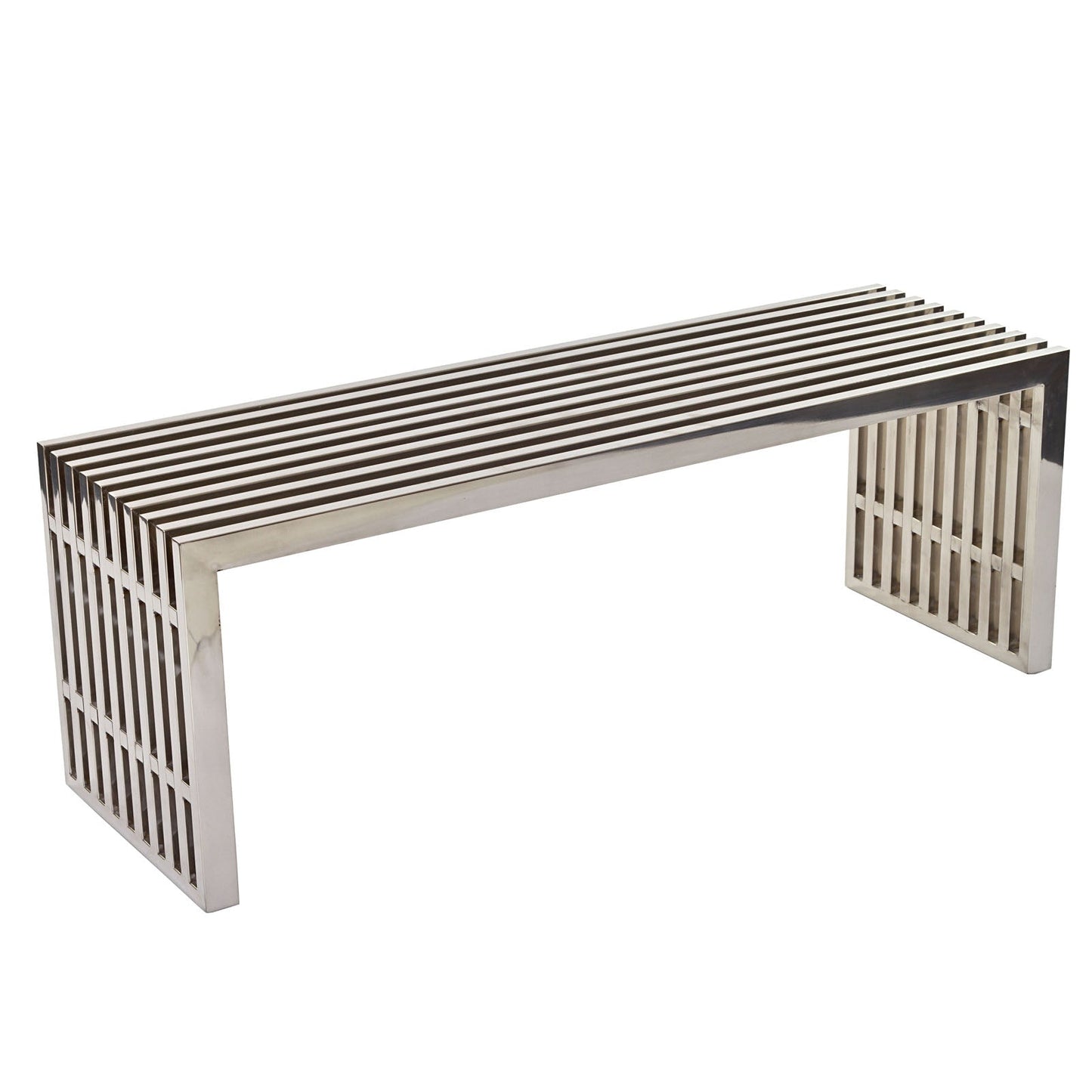 Modway Gridiron Medium Stainless Steel Bench - Silver | Stools & Benches | 