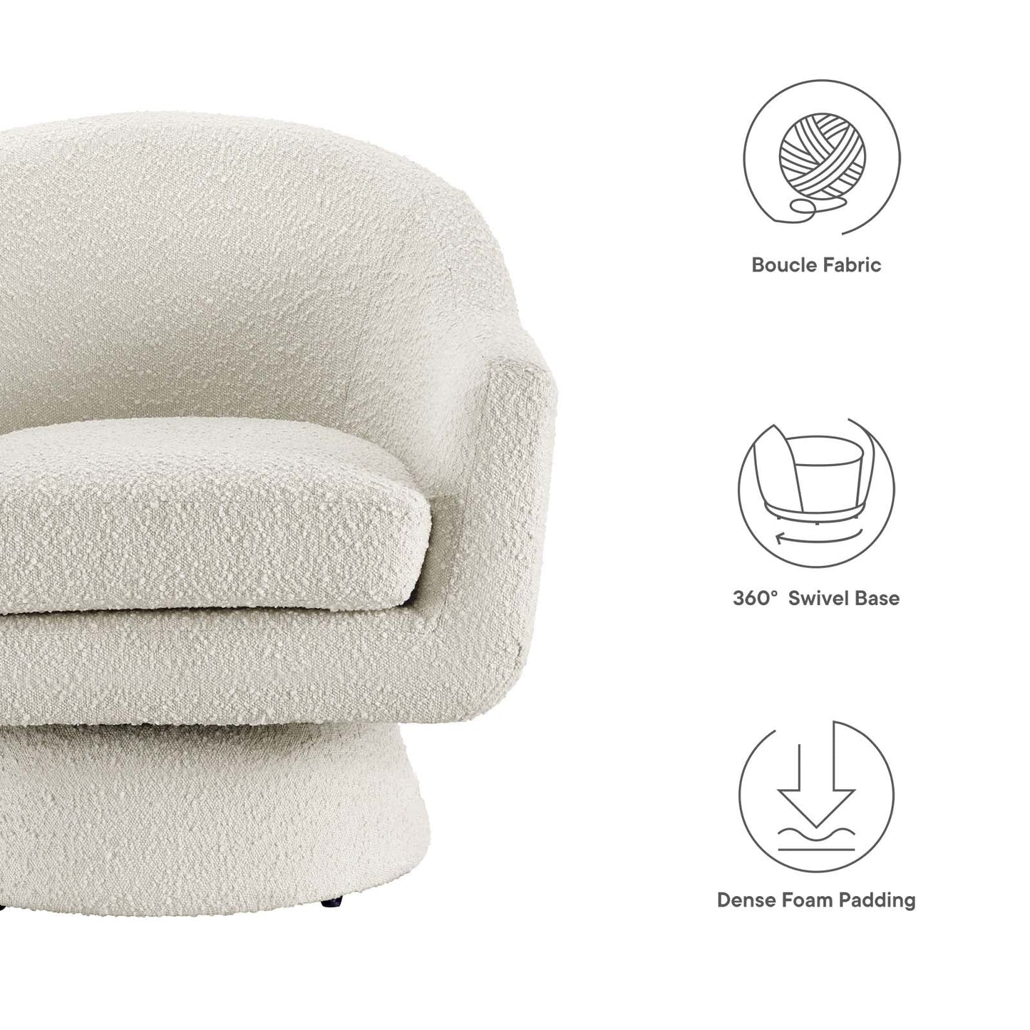 Astral Boucle Fabric Boucle Fabric Swivel Chair By Modway - EEI-6359 | Armchairs - 6