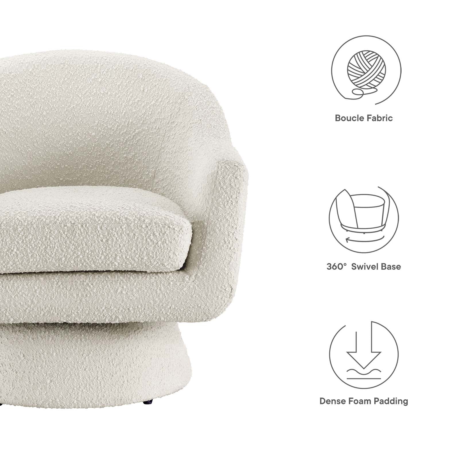 Astral Boucle Fabric Boucle Fabric Swivel Chair By Modway - EEI-6359 | Armchairs - 6