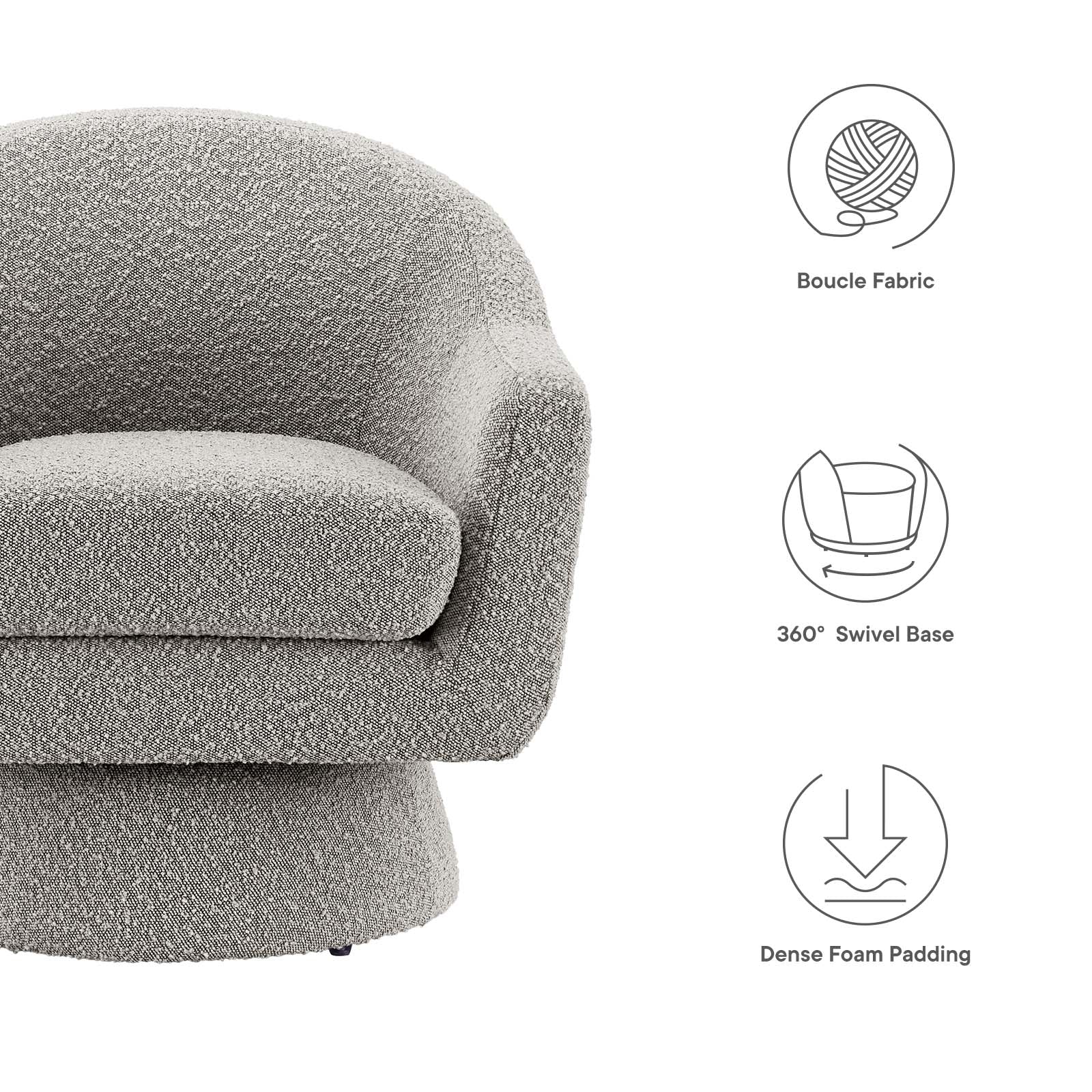 Astral Boucle Fabric Boucle Fabric Swivel Chair By Modway - EEI-6359 | Armchairs - 14