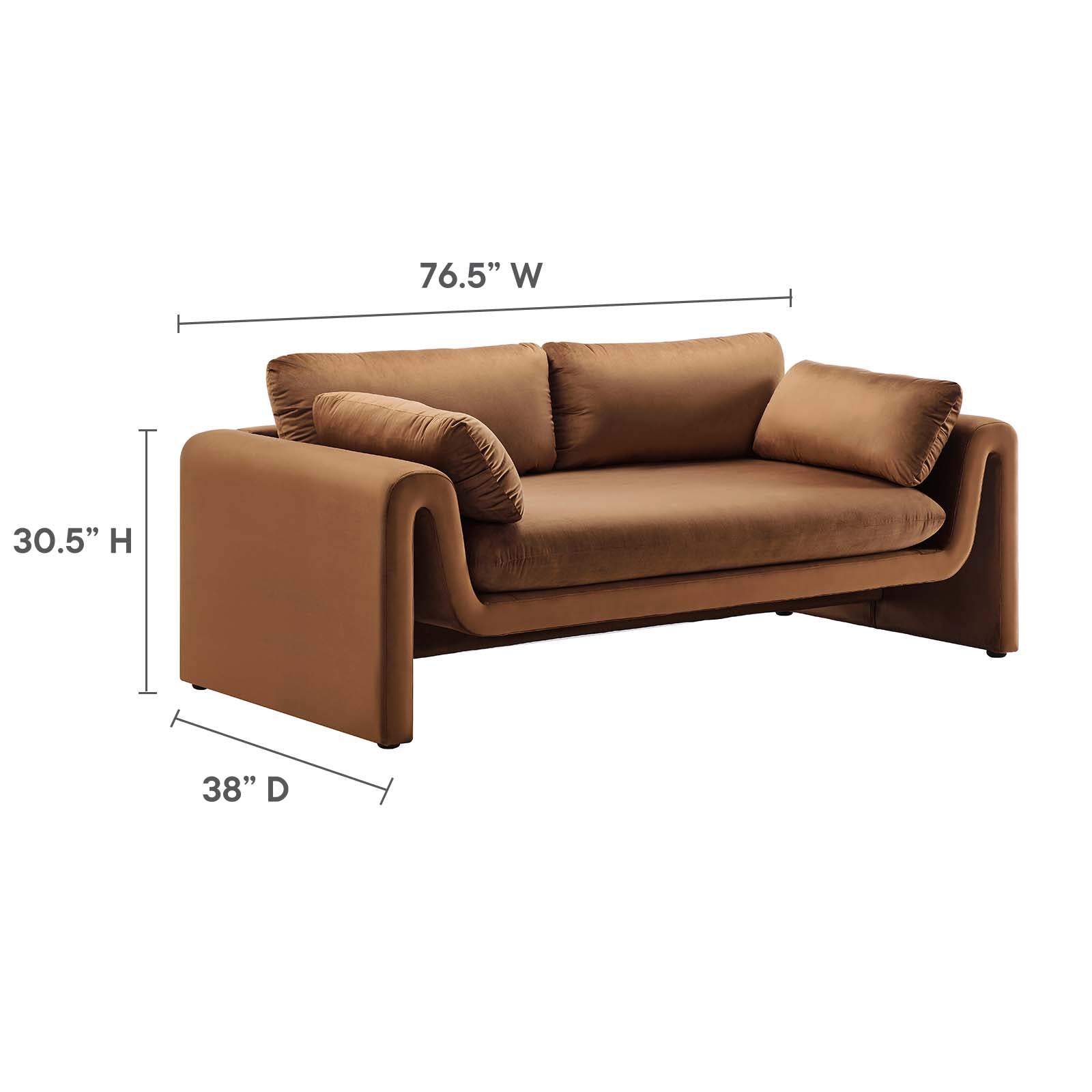 Waverly Performance Velvet Sofa By Modway - EEI-6382 | Sofas | Modishstore - 6