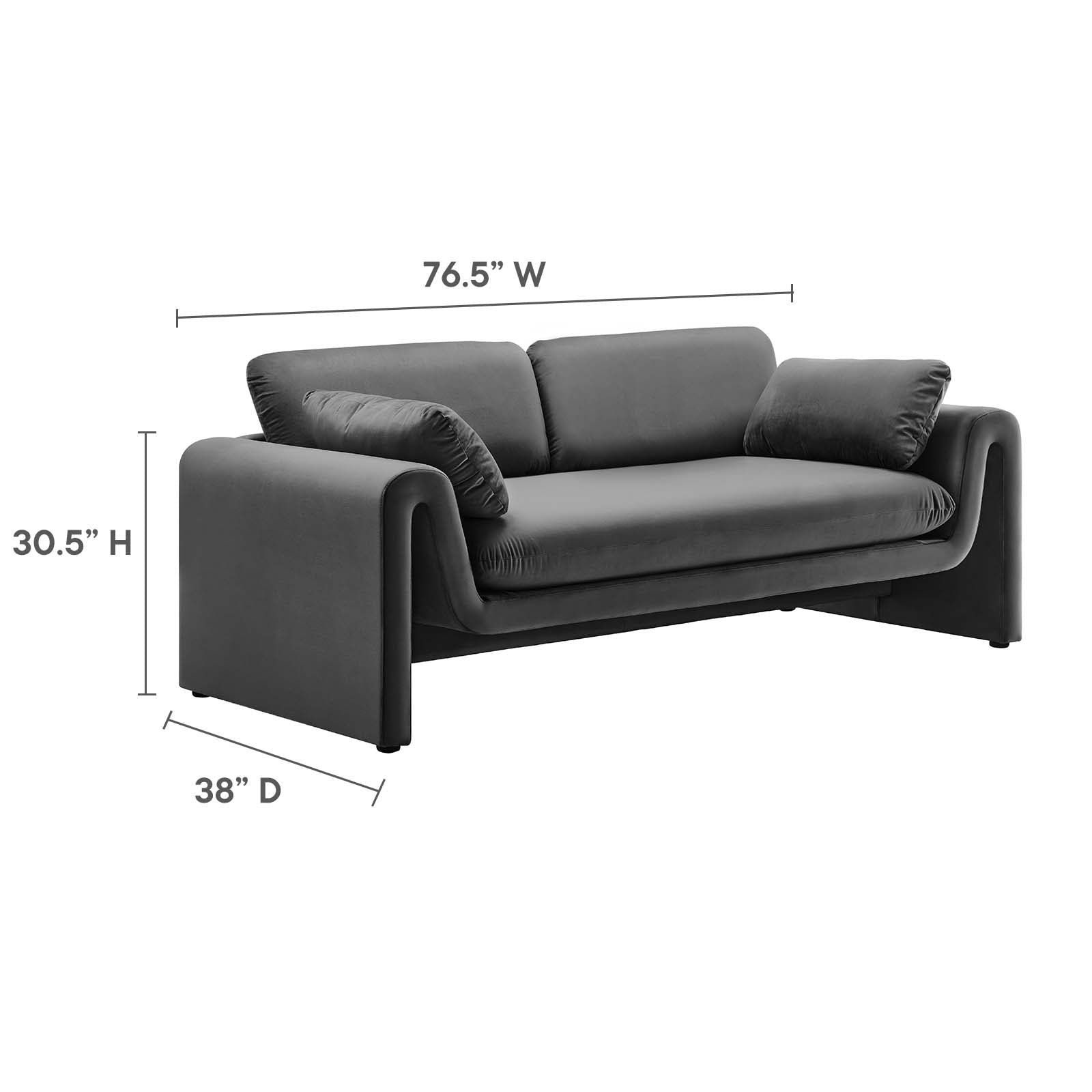 Waverly Performance Velvet Sofa By Modway - EEI-6382 | Sofas | Modishstore - 14