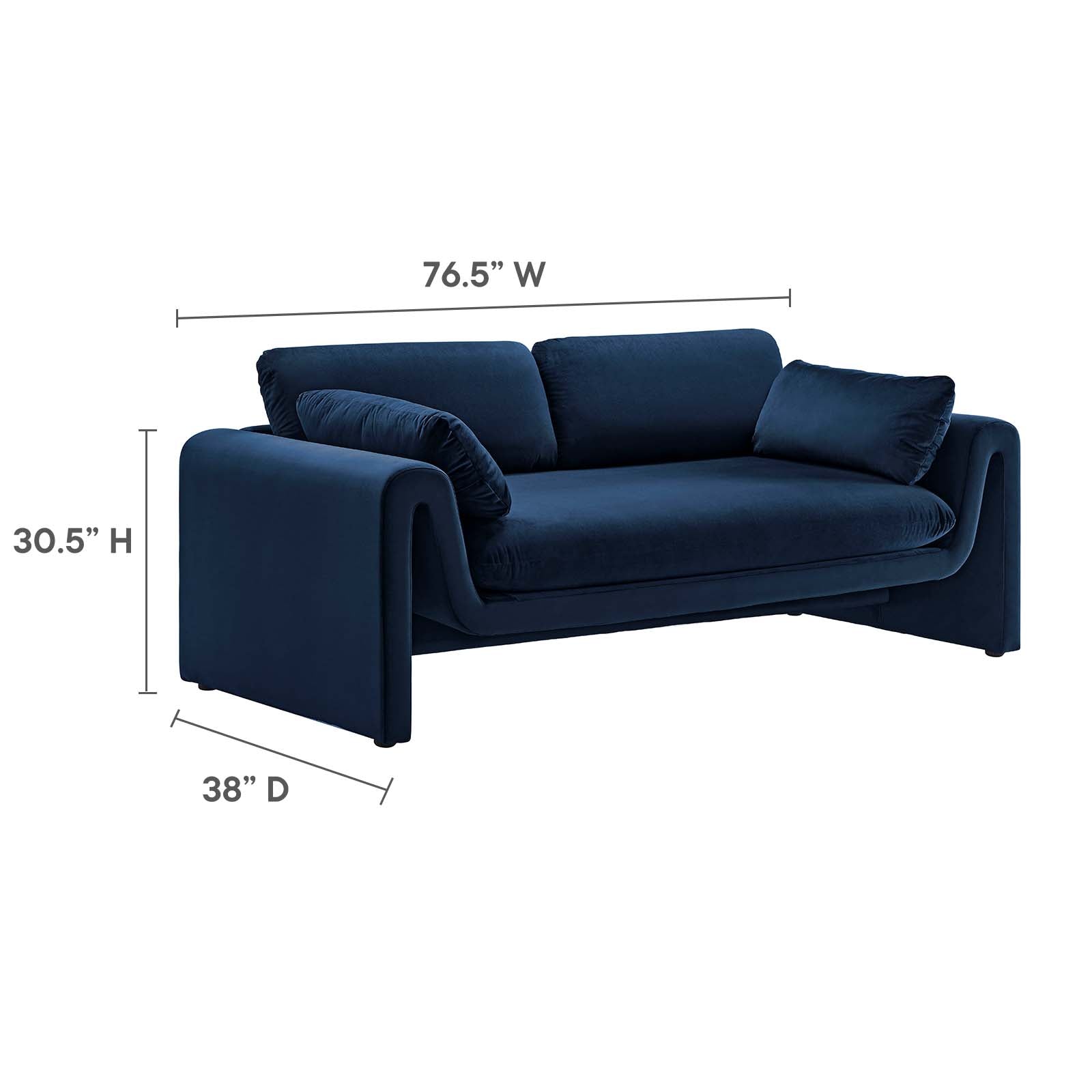 Waverly Performance Velvet Sofa By Modway - EEI-6382 | Sofas | Modishstore - 22