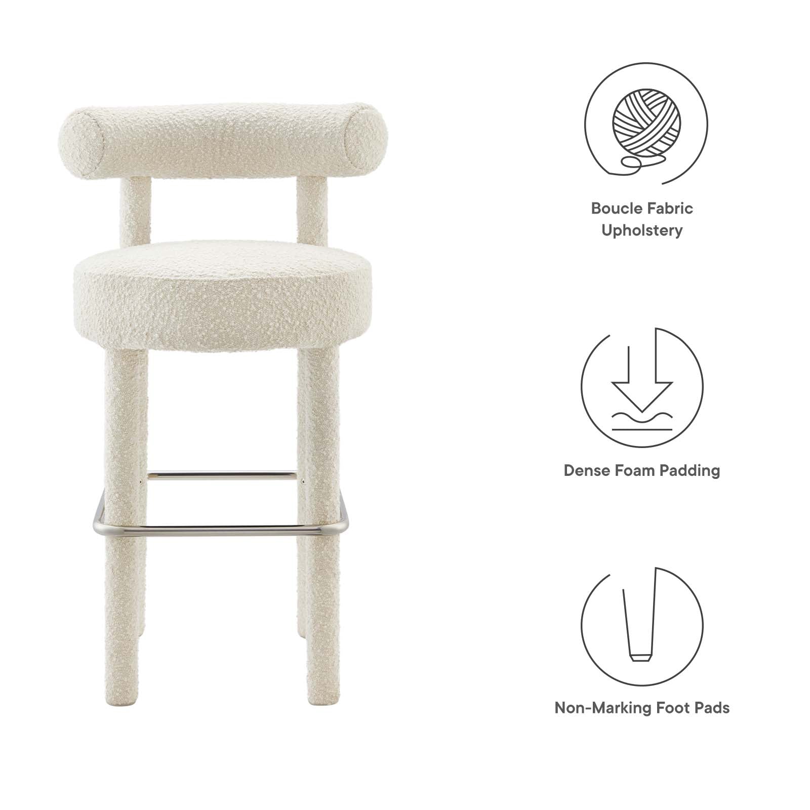 Toulouse Boucle Fabric Bar Stool By Modway - EEI-6385 | Bar Stools | Modishstore - 15