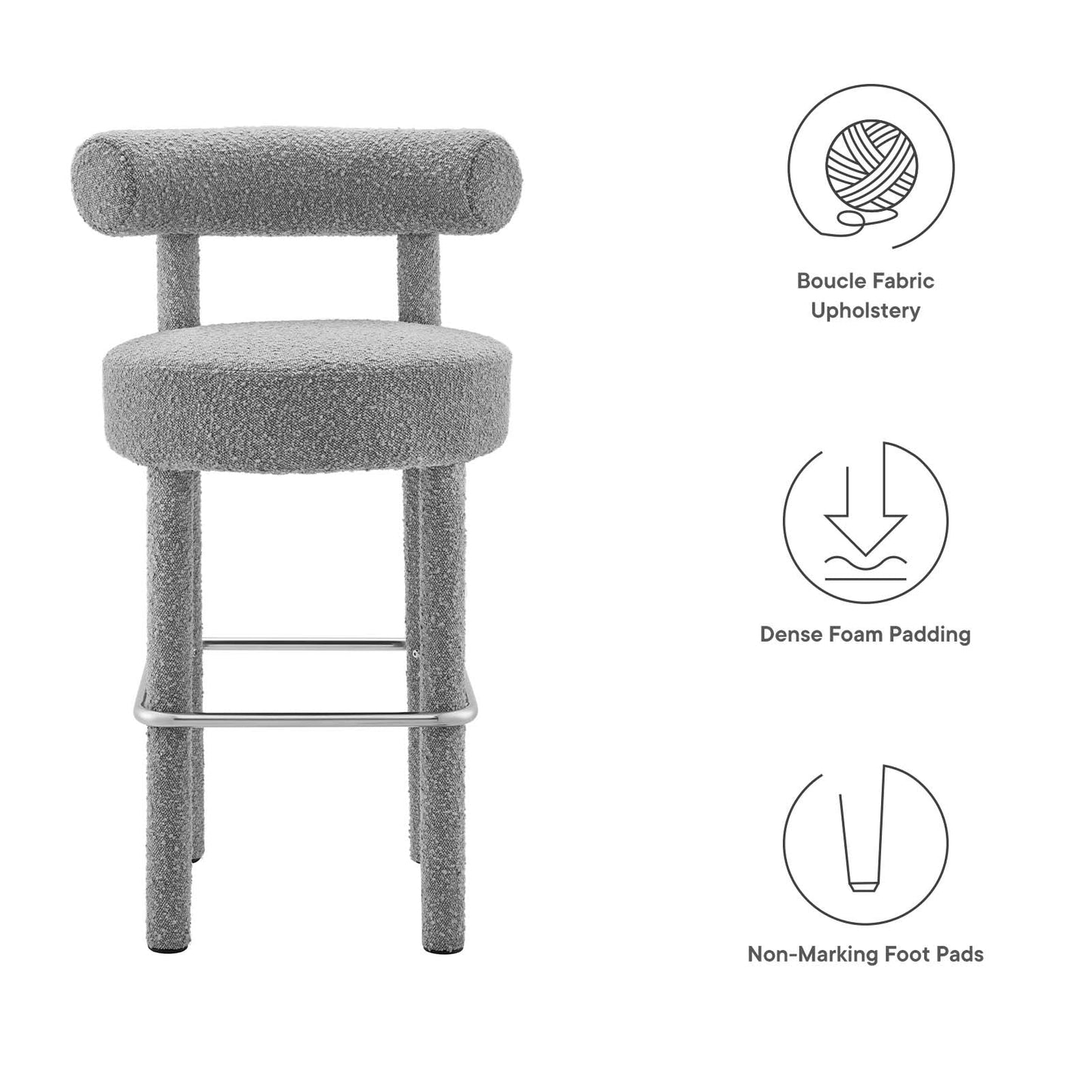 Toulouse Boucle Fabric Bar Stool By Modway - EEI-6385 | Bar Stools | Modishstore - 23