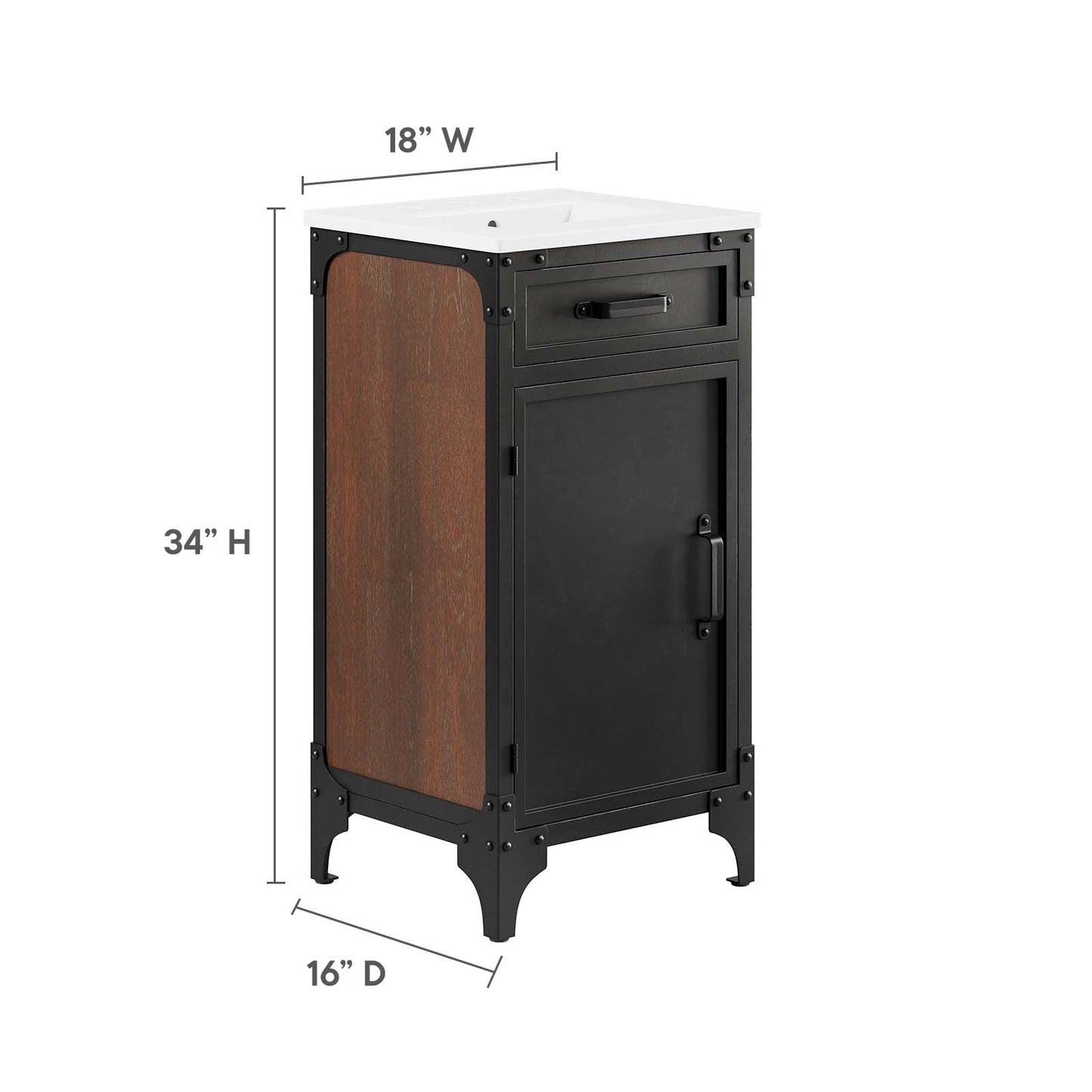 Steamforge 18" Bathroom Vanity By Modway - EEI-6411 | Bathroom Accessories | Modway - 5