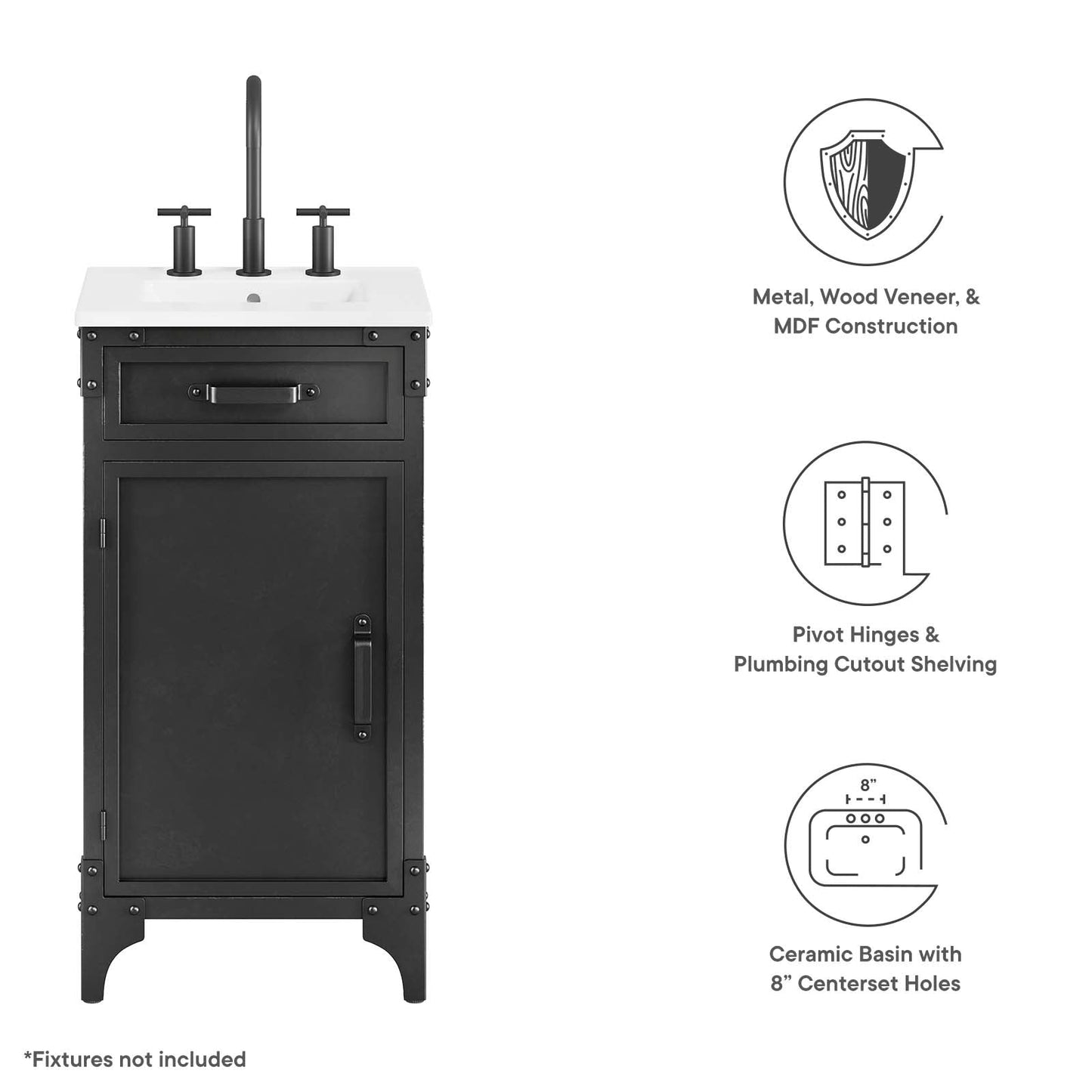 Steamforge 18" Bathroom Vanity By Modway - EEI-6411 | Bathroom Accessories | Modway - 6