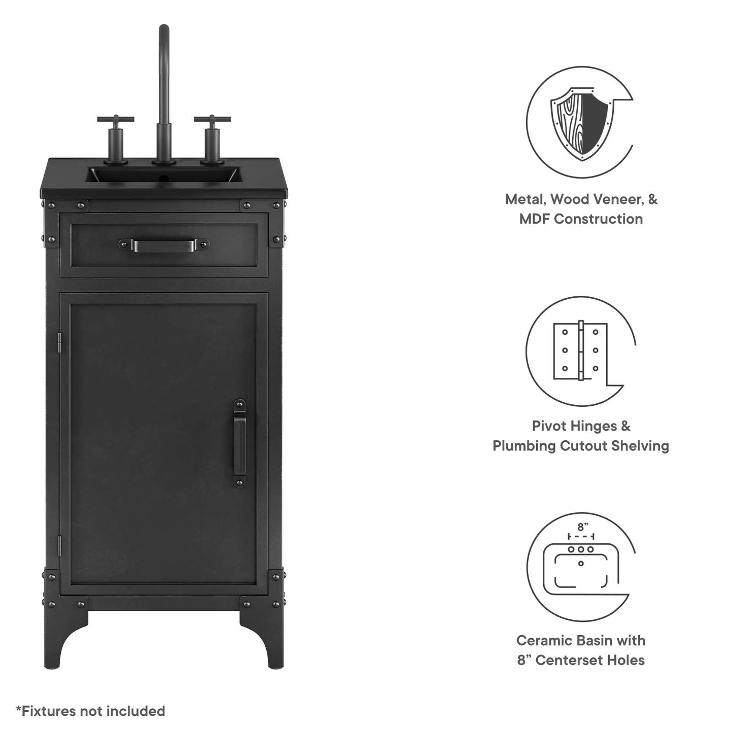 Steamforge 18" Bathroom Vanity By Modway - EEI-6412 | Bathroom Accessories | Modway - 6