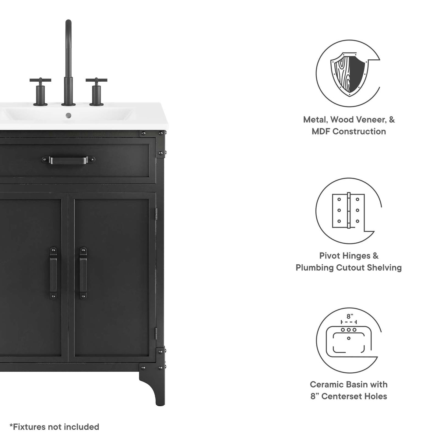 Steamforge 24" Bathroom Vanity By Modway - EEI-6413 | Bathroom Accessories | Modway - 6