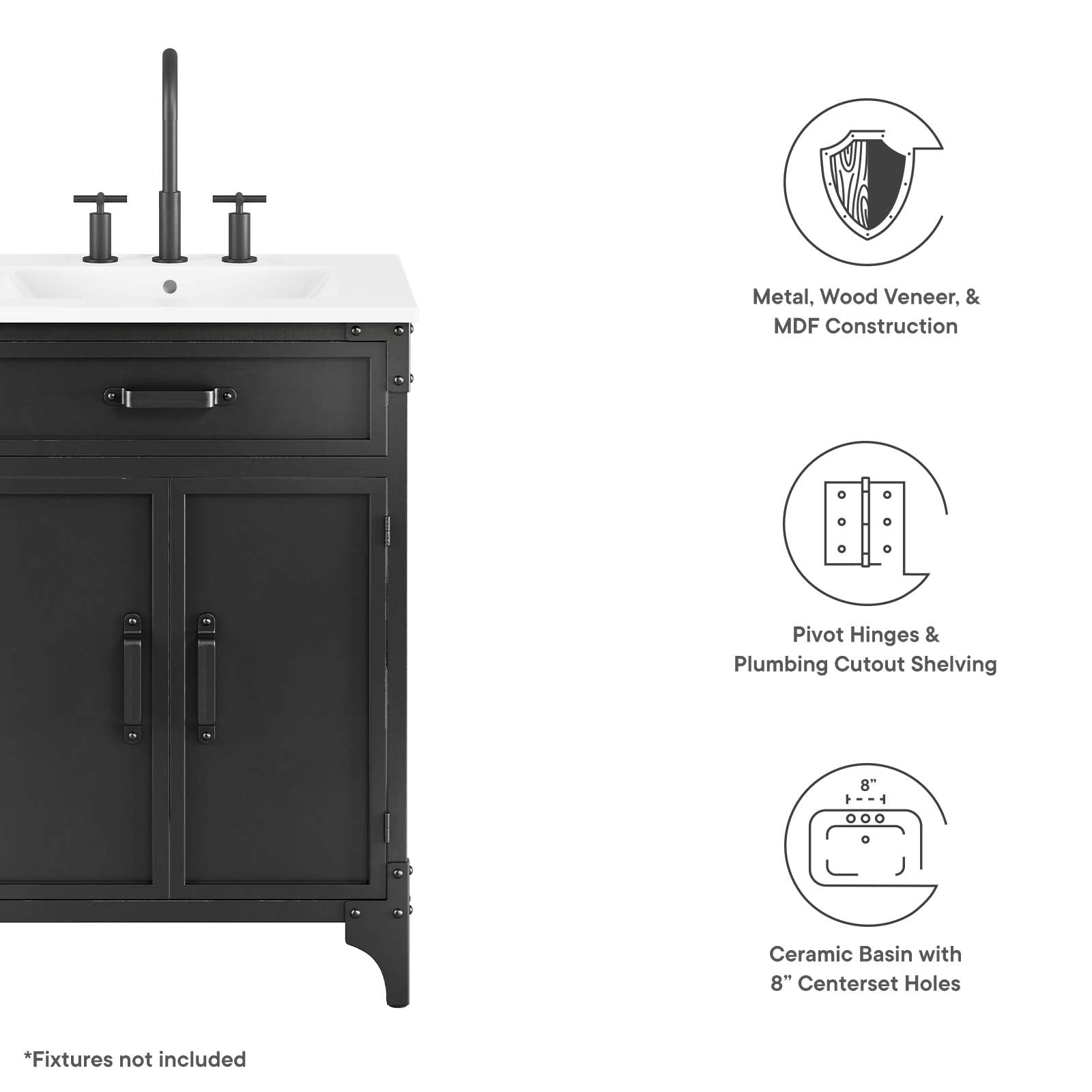 Steamforge 24" Bathroom Vanity By Modway - EEI-6413 | Bathroom Accessories | Modway - 6