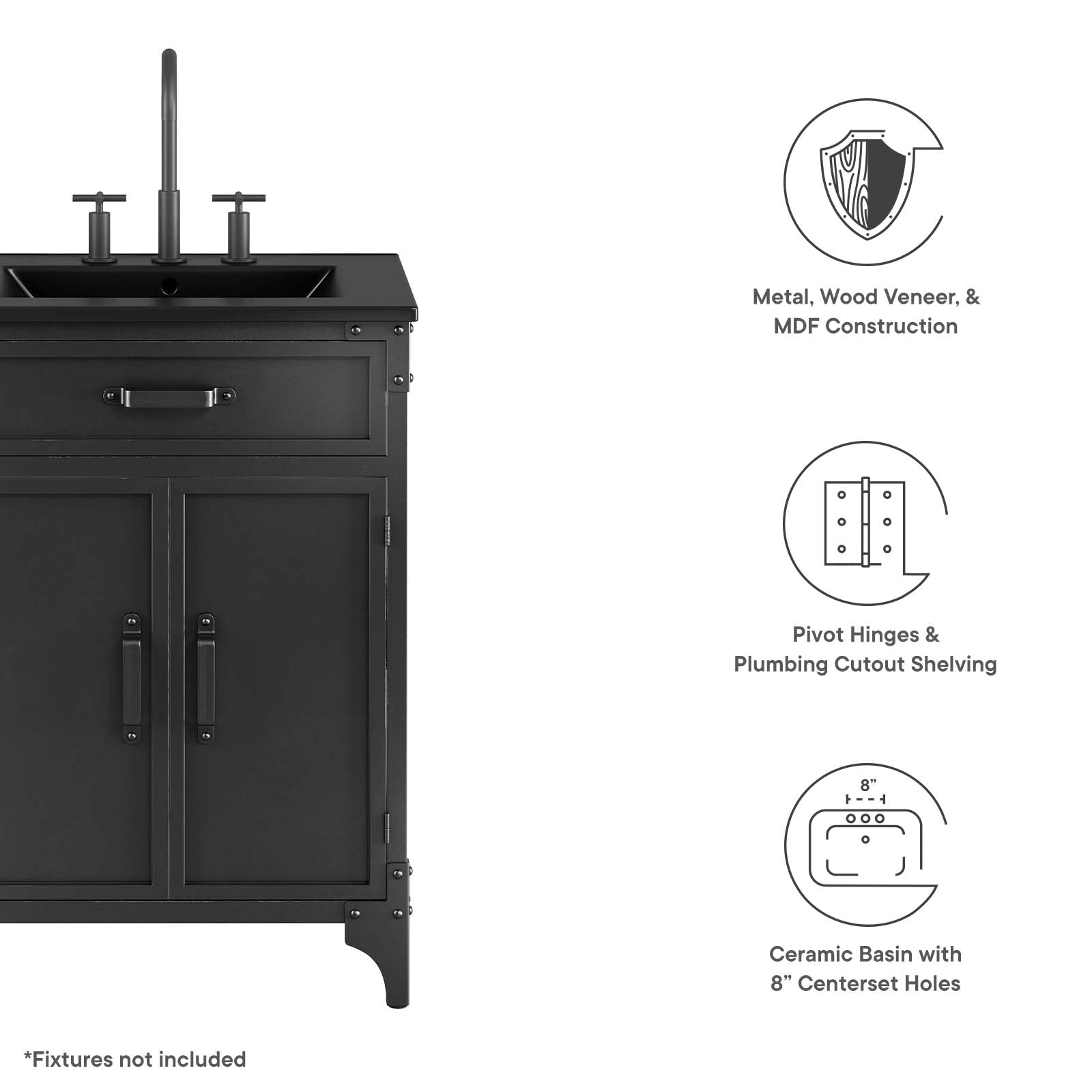 Steamforge 24" Bathroom Vanity By Modway - EEI-6414 | Bathroom Accessories | Modway - 6