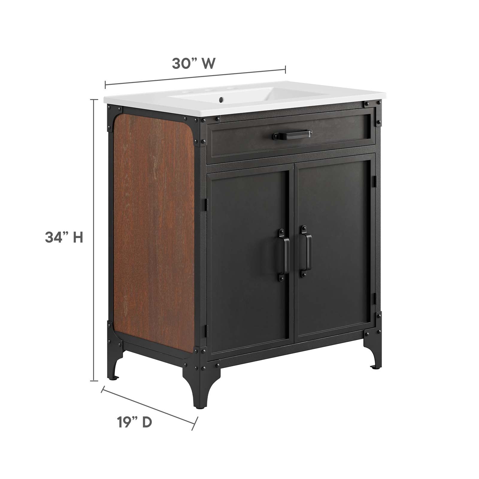 Steamforge 30" Bathroom Vanity By Modway - EEI-6415 | Bathroom Accessories | Modway - 5