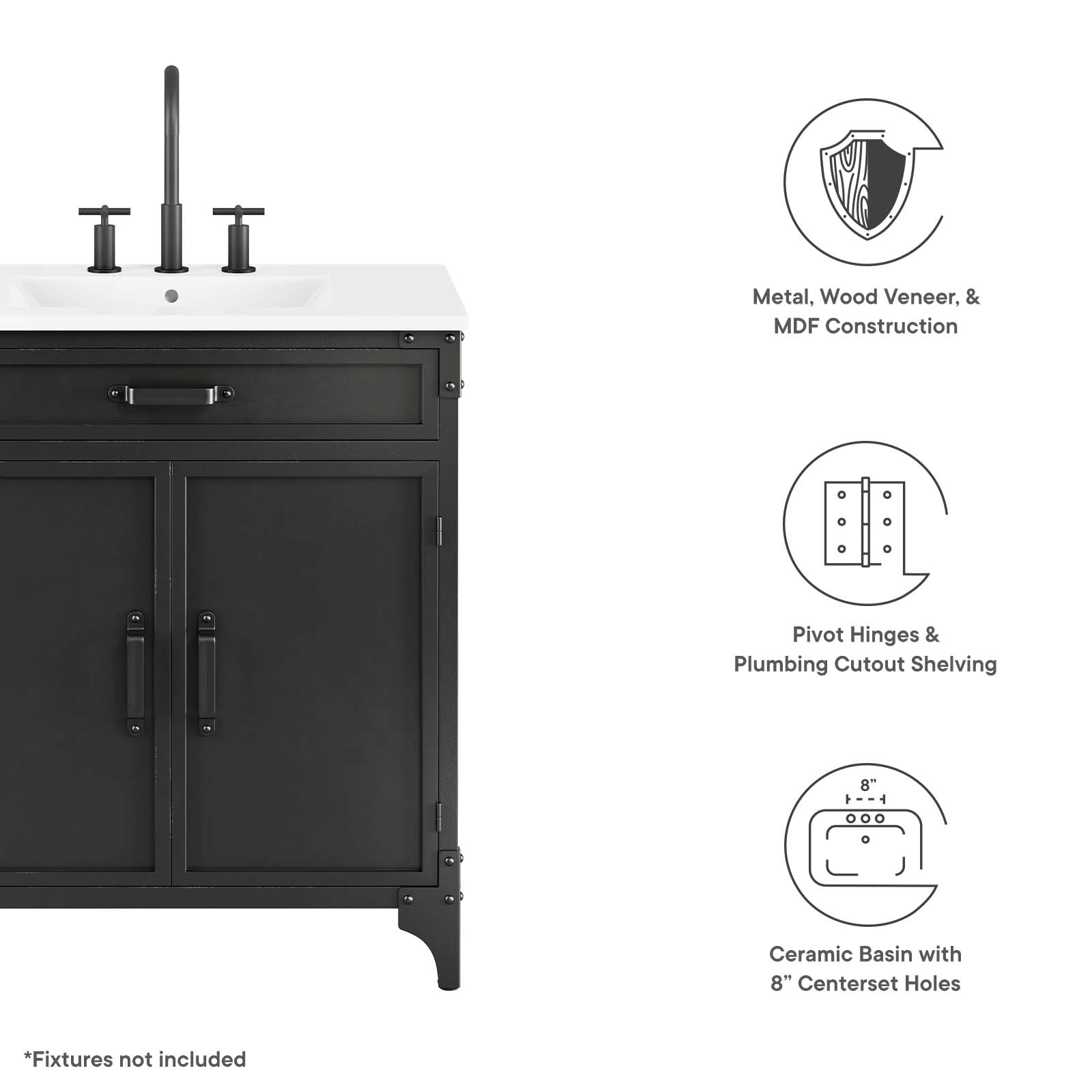 Steamforge 30" Bathroom Vanity By Modway - EEI-6415 | Bathroom Accessories | Modway - 6