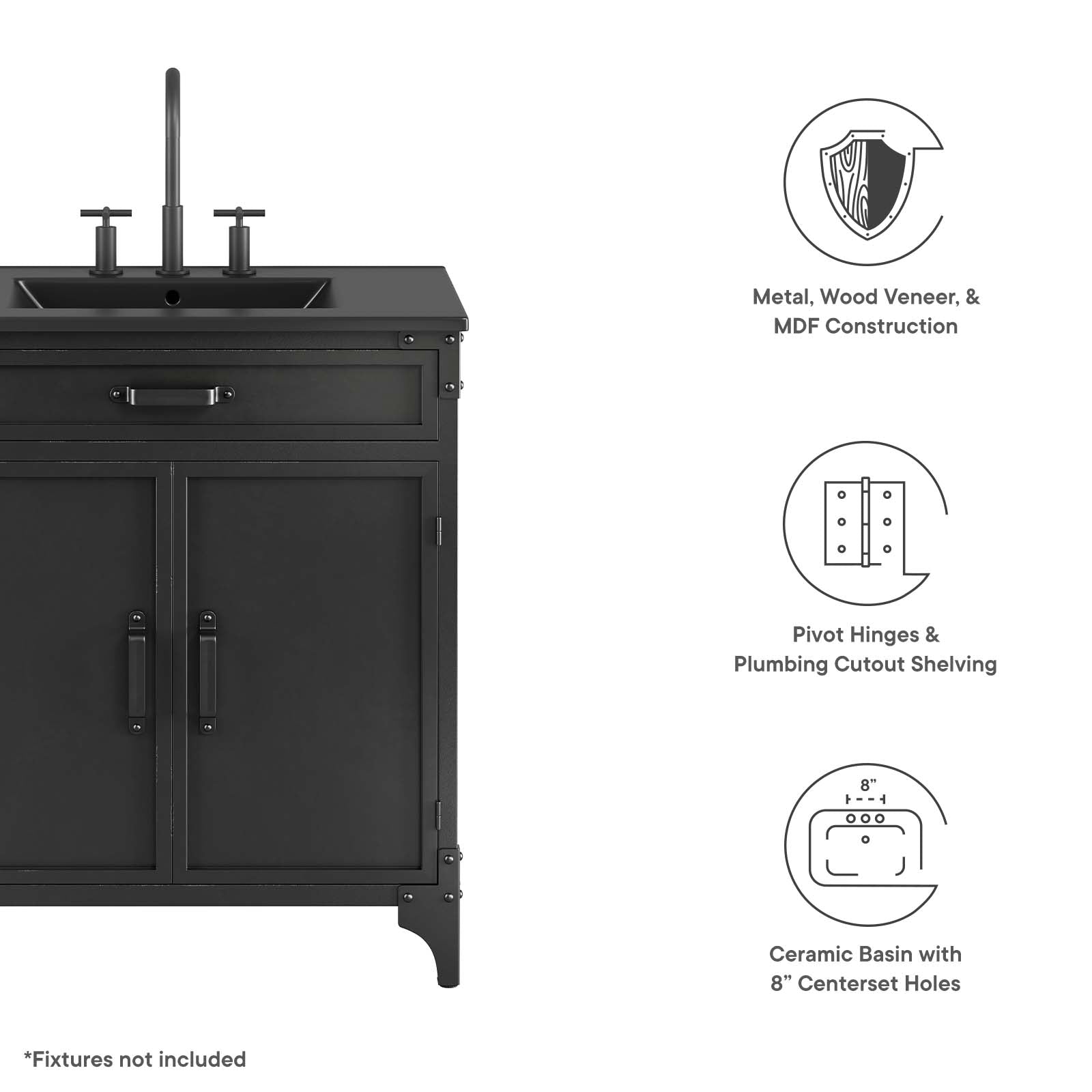 Steamforge 30" Bathroom Vanity By Modway - EEI-6416 | Bathroom Accessories | Modway - 6