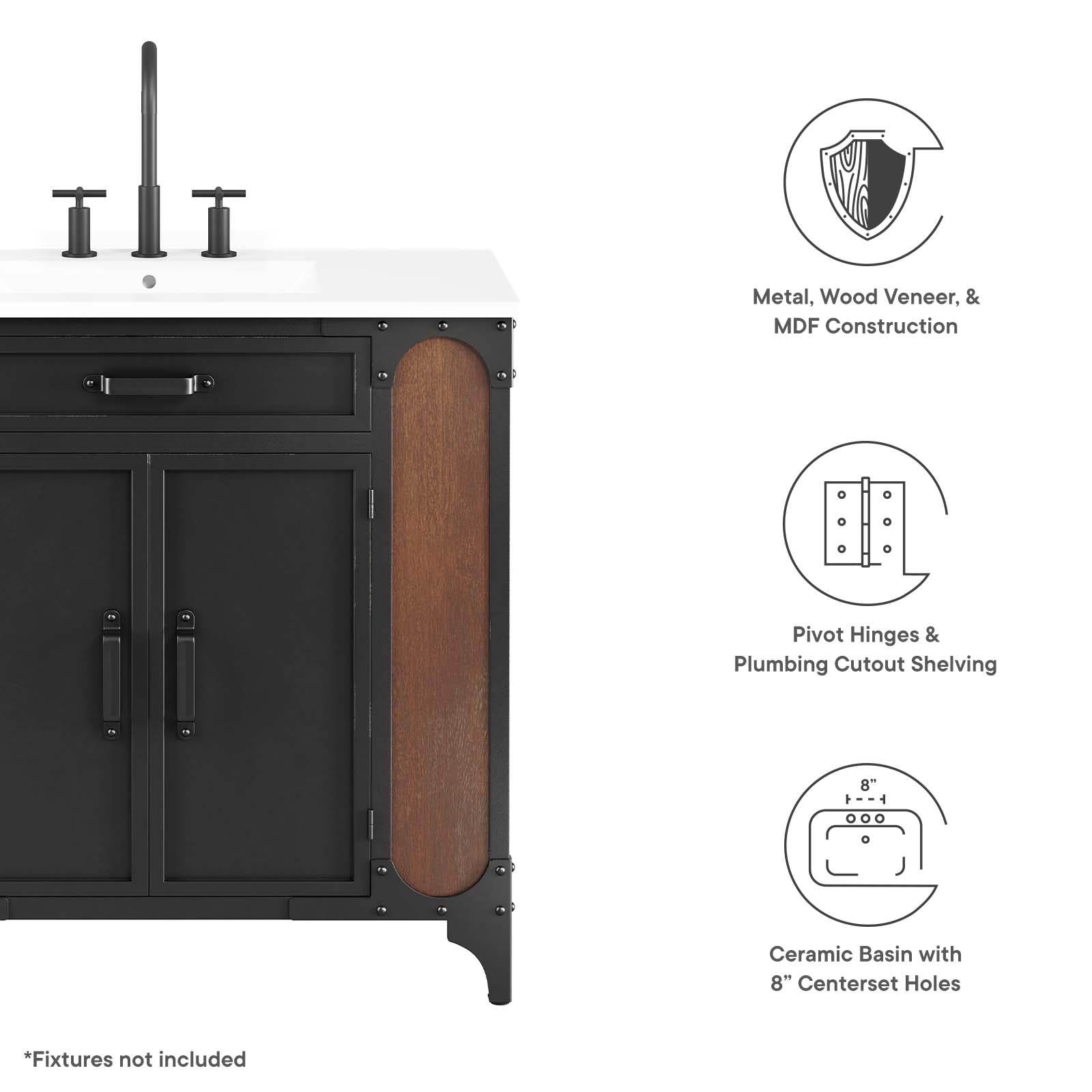 Steamforge 36" Bathroom Vanity By Modway - EEI-6417 | Bathroom Accessories | Modway - 6