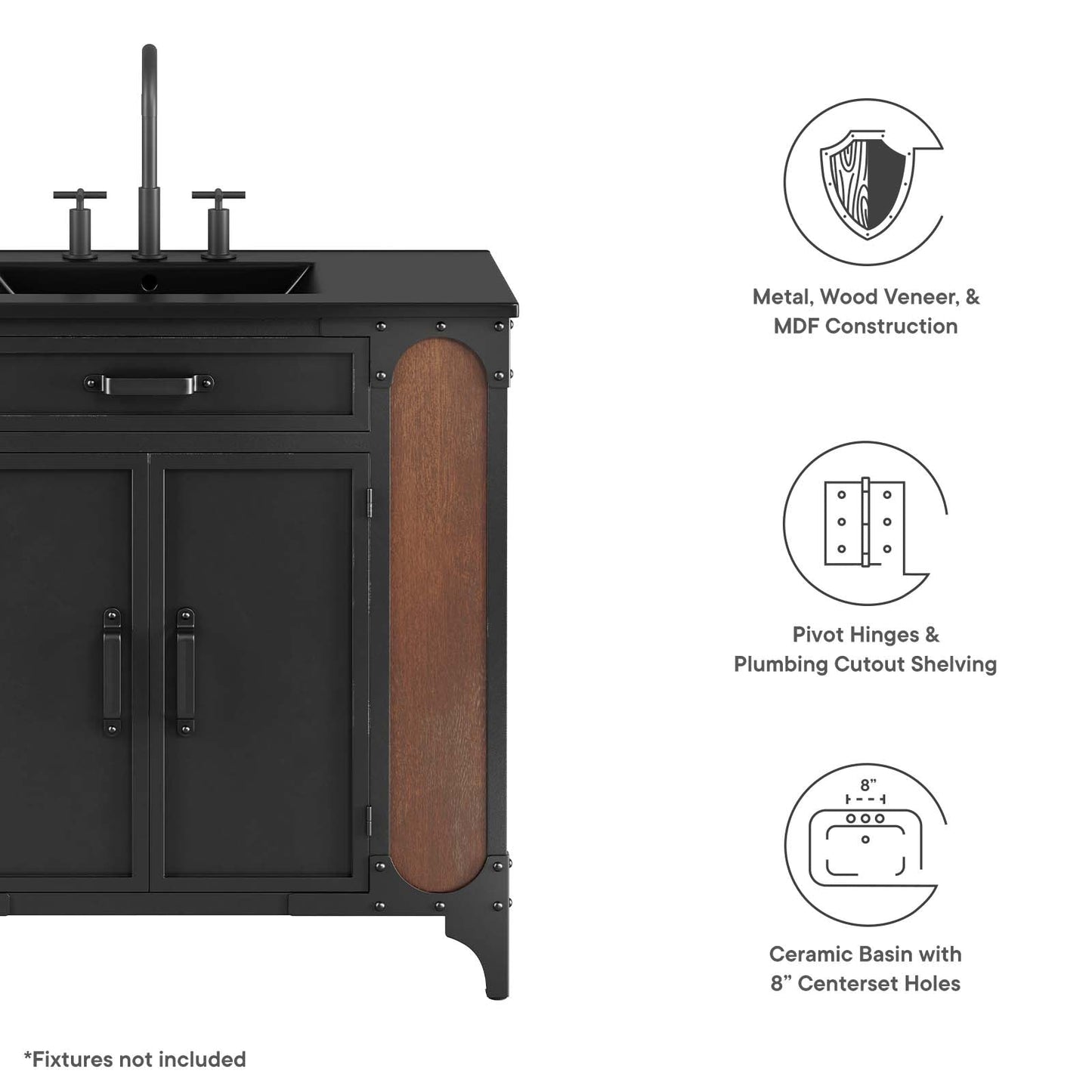 Steamforge 36" Bathroom Vanity By Modway - EEI-6418 | Bathroom Accessories | Modway - 6