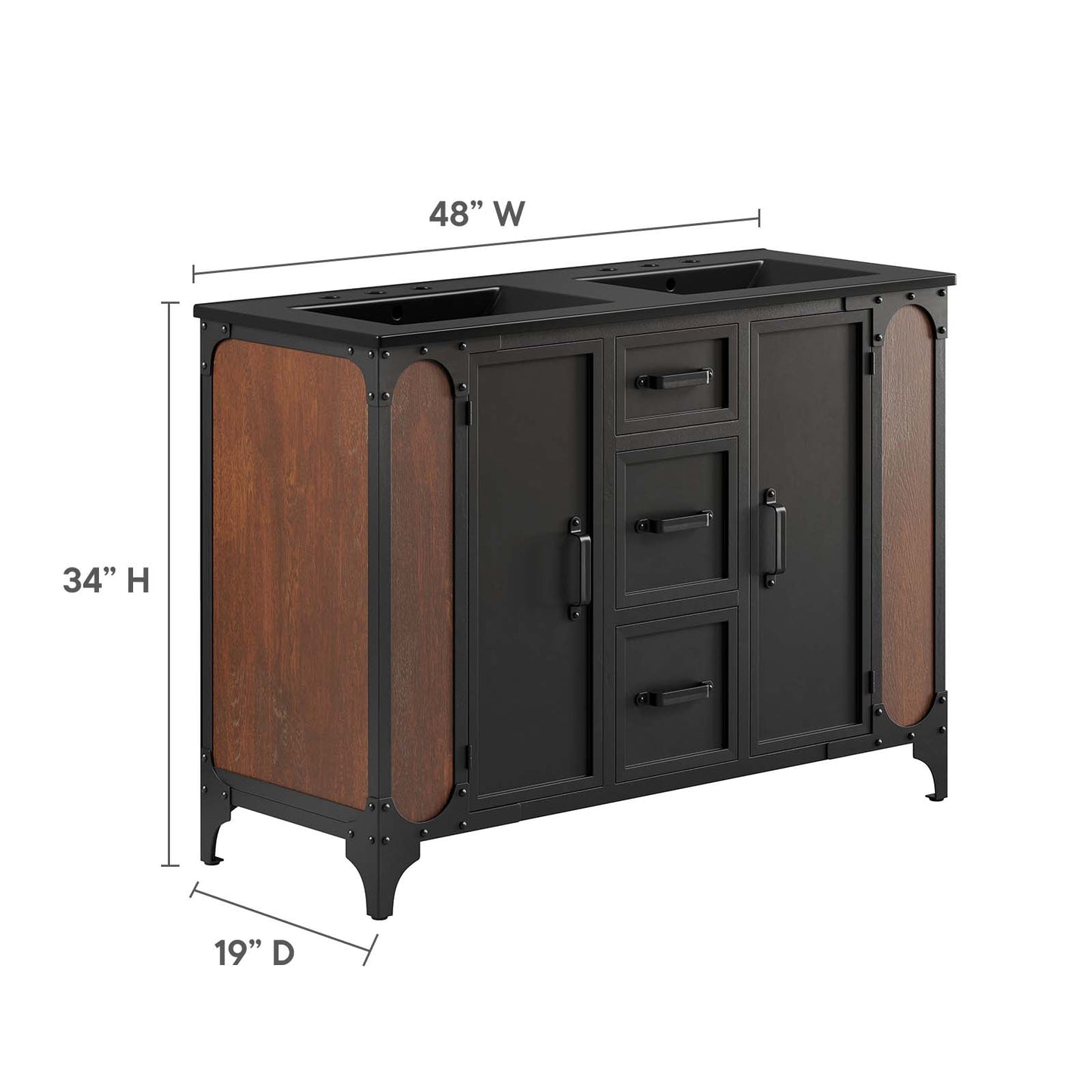 Steamforge 48" Double Sink Bathroom Vanity By Modway - EEI-6422 | Bathroom Accessories | Modway - 6